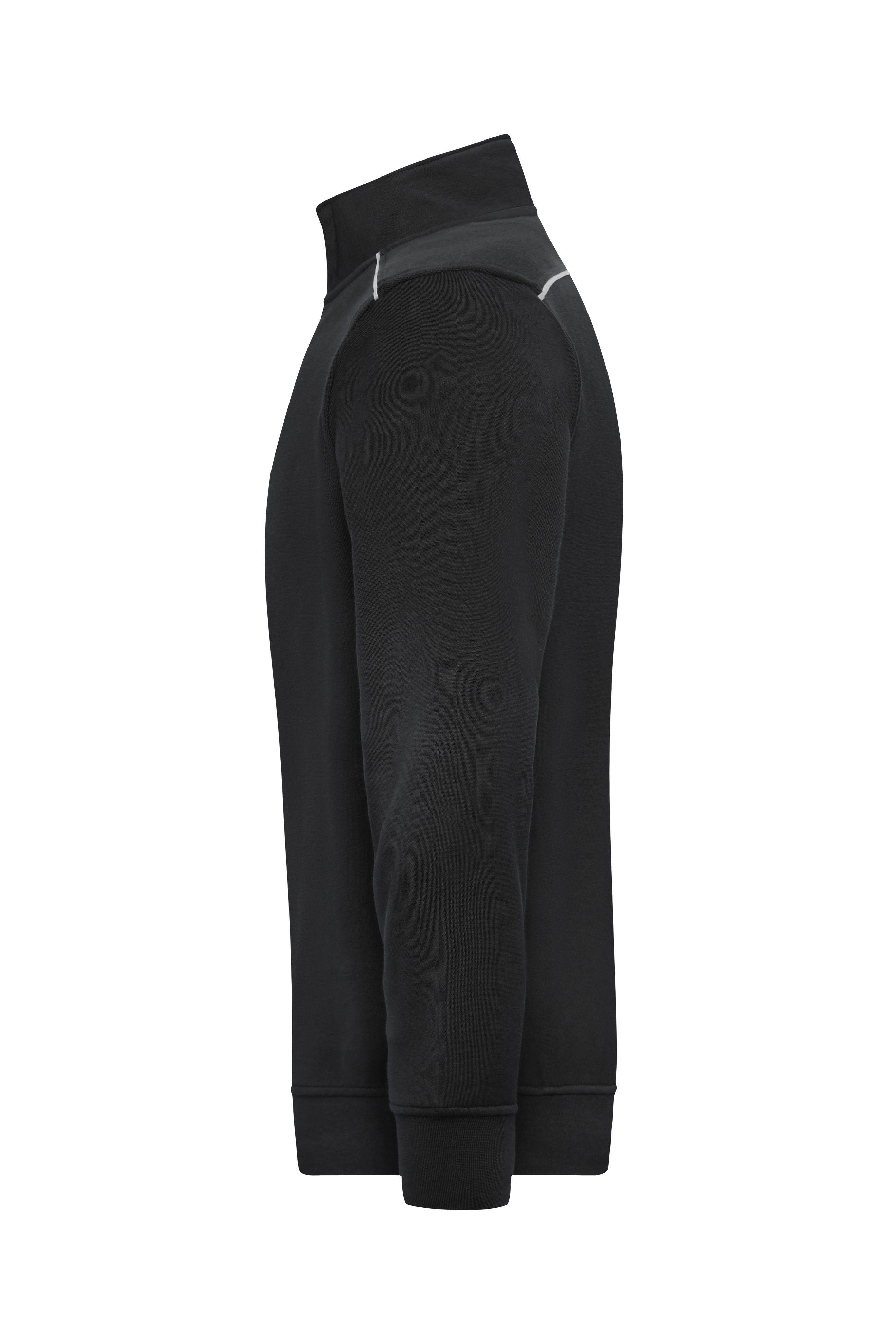 Workwear Half-Zip Sweat - SOLID - JN895 Sweatshirt mit Stehkragen, Reißverschluss und Kontrastpaspel
