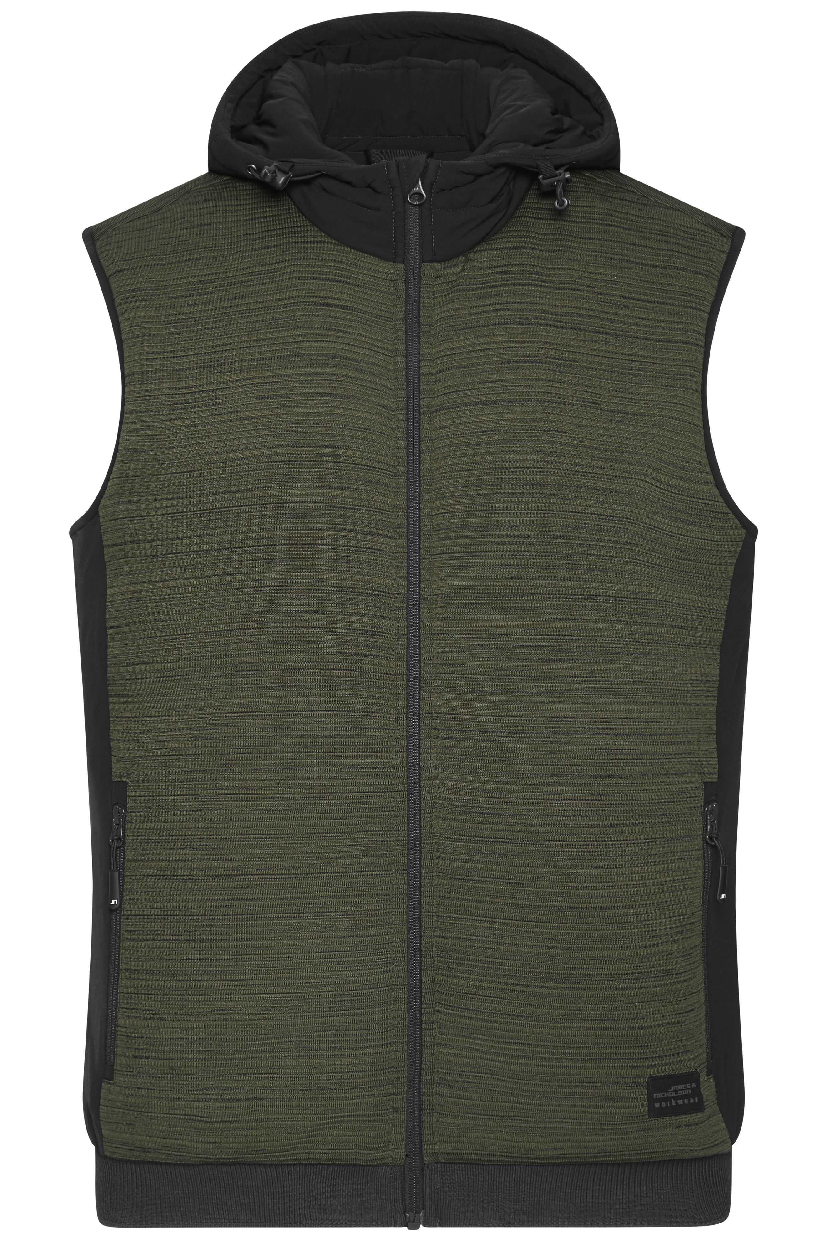 Men's Padded Hybrid Vest JN1848 Wattierte Strickfleece Weste im attraktiven Materialmix