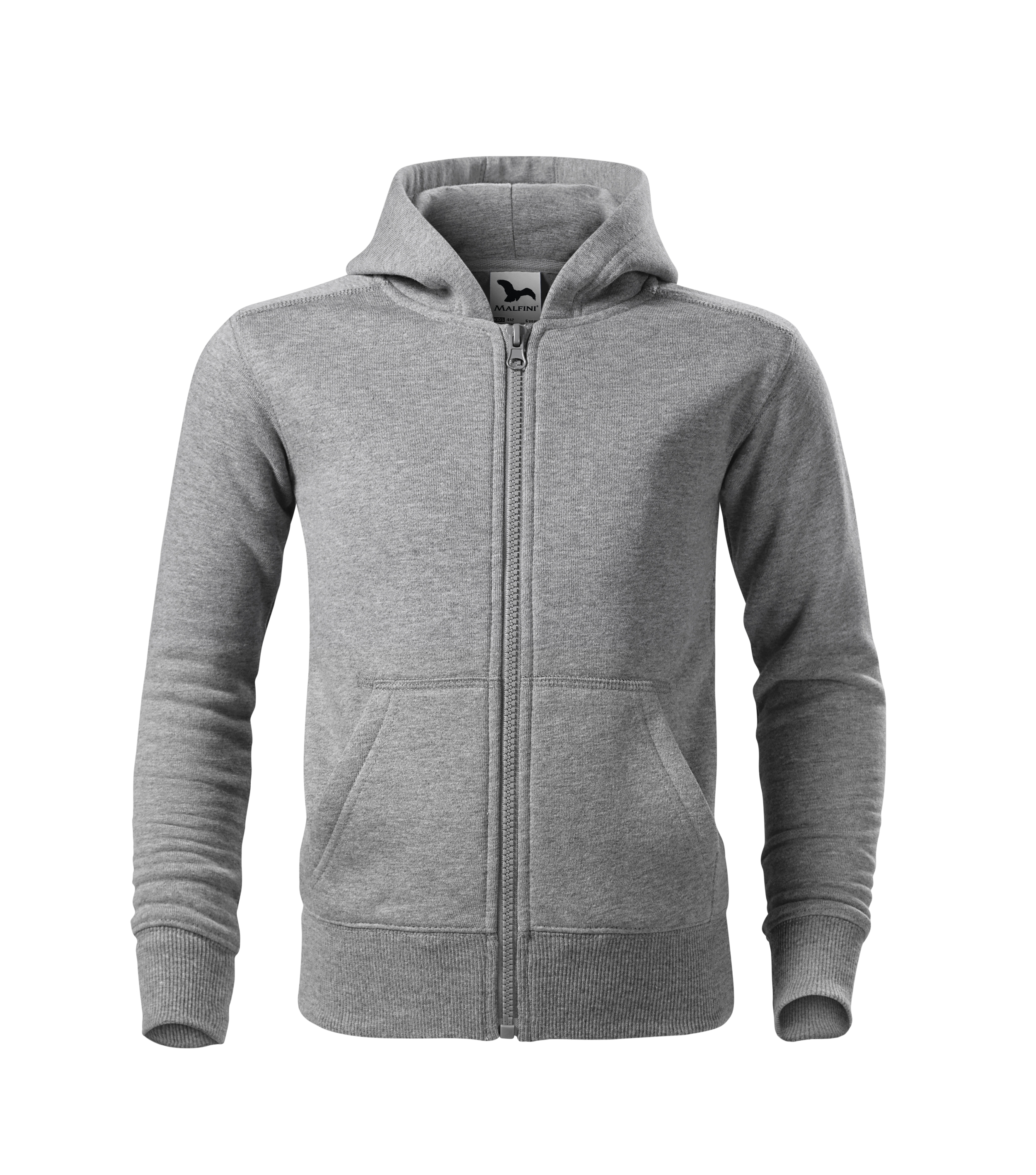 Sweatjacke Kinder - TRENDY ZIPPER 412 - gerader Schnitt mit Seitennähten, Kapuze mit Innenfutter und aufgesetzte Kängurutaschen
