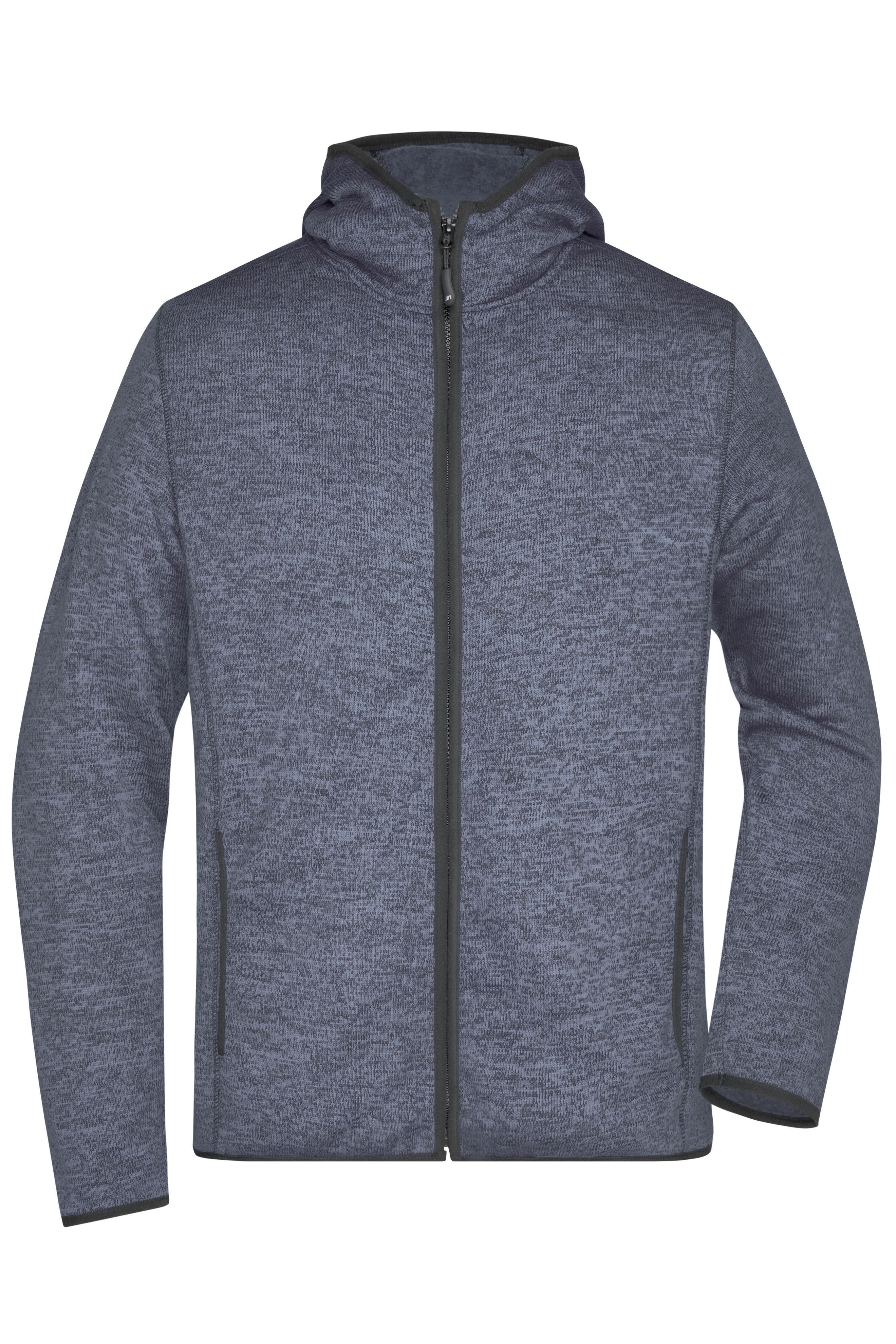 Men's Knitted Fleece Hoody JN589 Kapuzenjacke aus Strickfleece in Melangeoptik