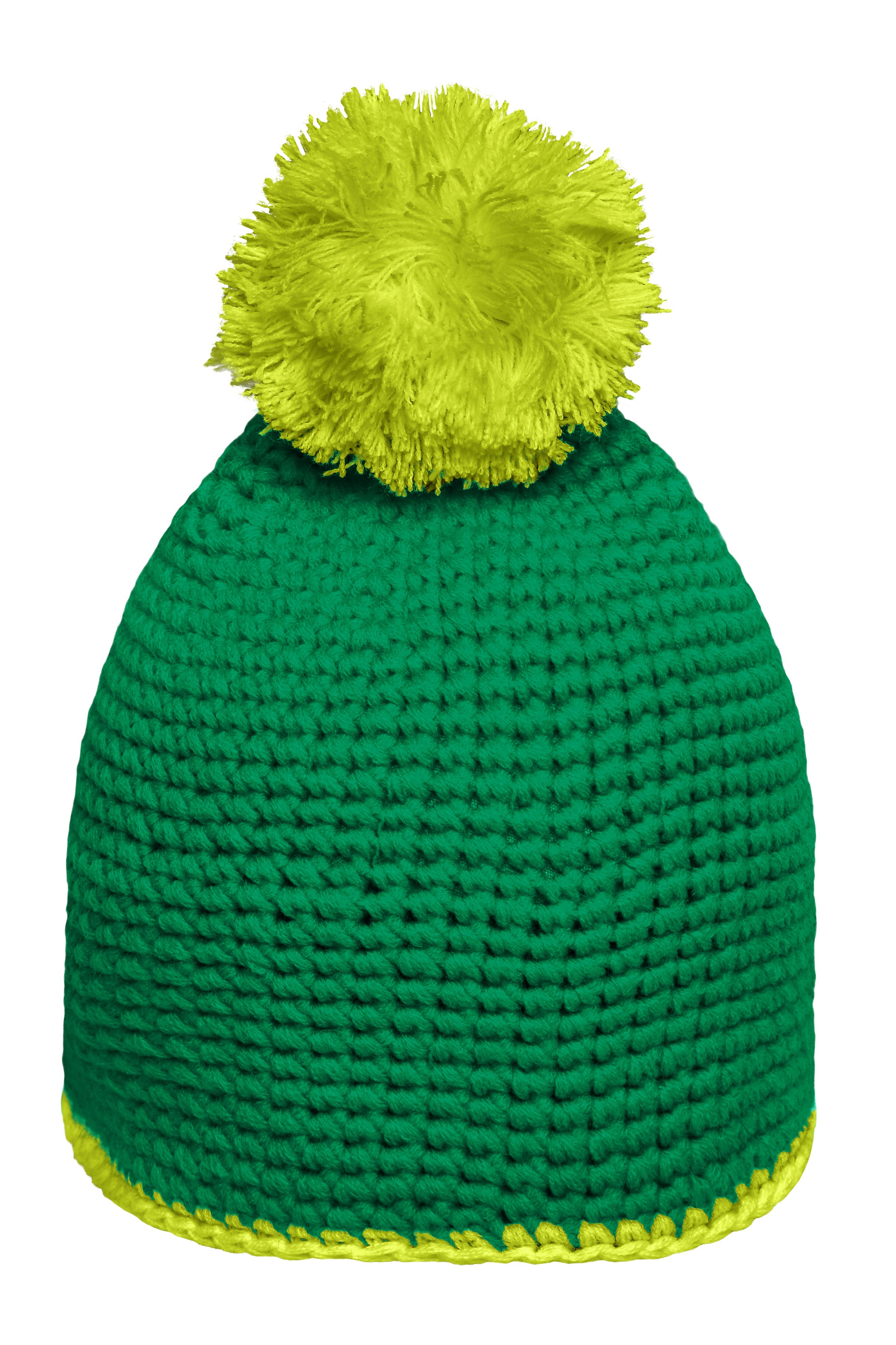Pompon Hat with Contrast Stripe MB7964 Häkelmütze mit Kontrastrand und Pompon