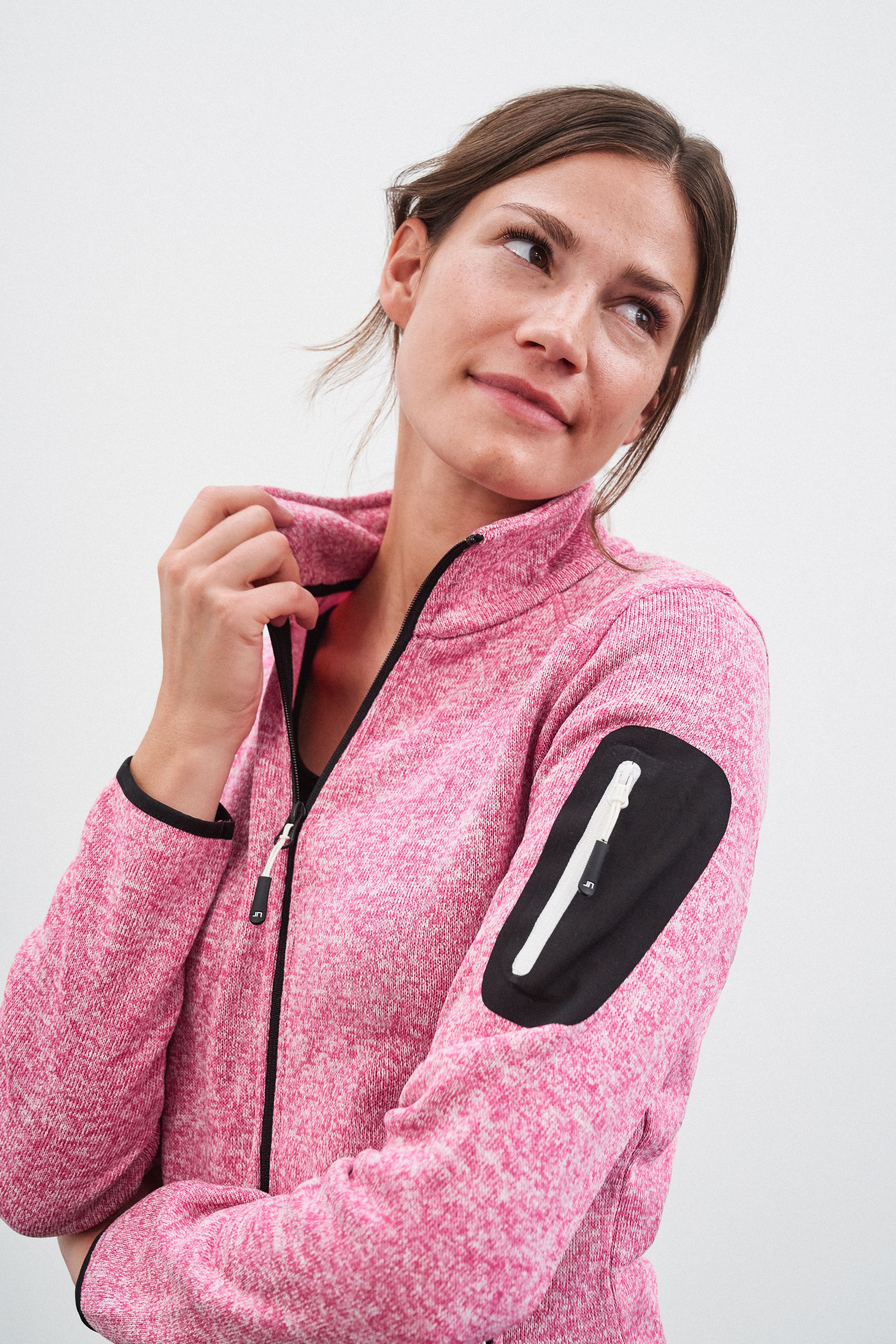 Ladies' Knitted Fleece Jacket JN761 Modische Strickfleece Jacke mit Stehkragen