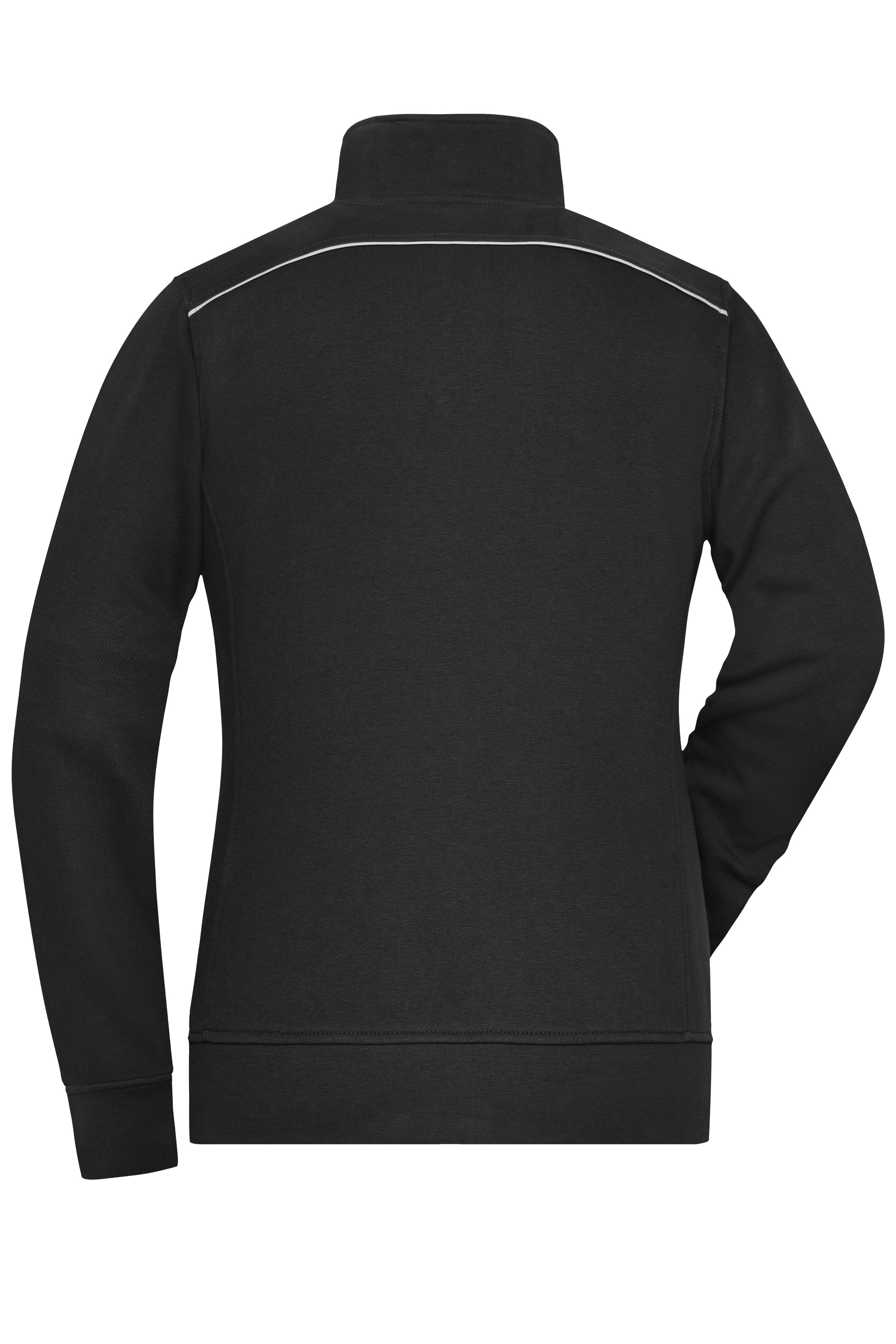 Ladies' Workwear Sweat-Jacket - SOLID - JN893 Sweat-Jacke mit Stehkragen und Kontrastpaspel