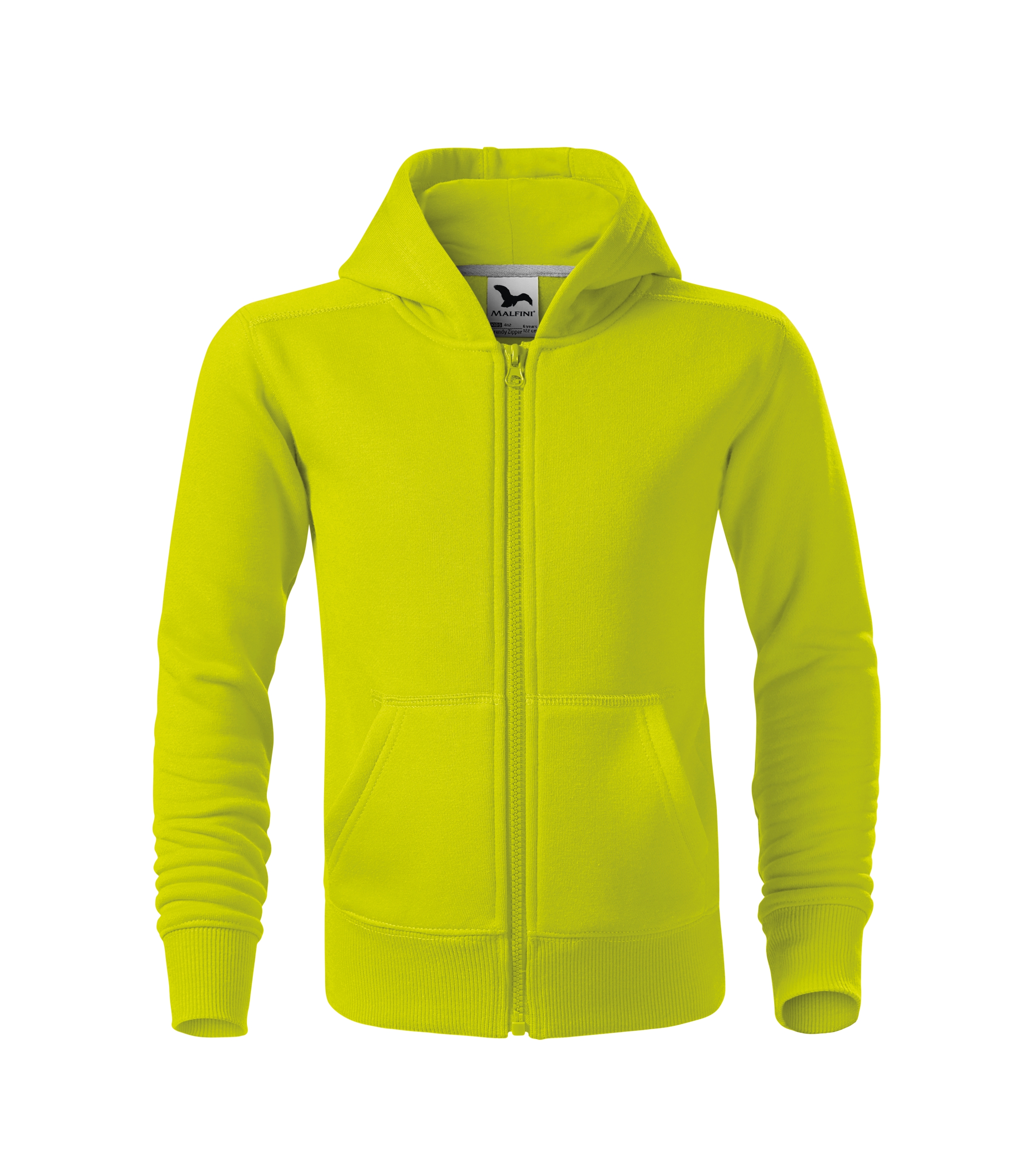 Sweatjacke Kinder - TRENDY ZIPPER 412 - gerader Schnitt mit Seitennähten, Kapuze mit Innenfutter und aufgesetzte Kängurutaschen