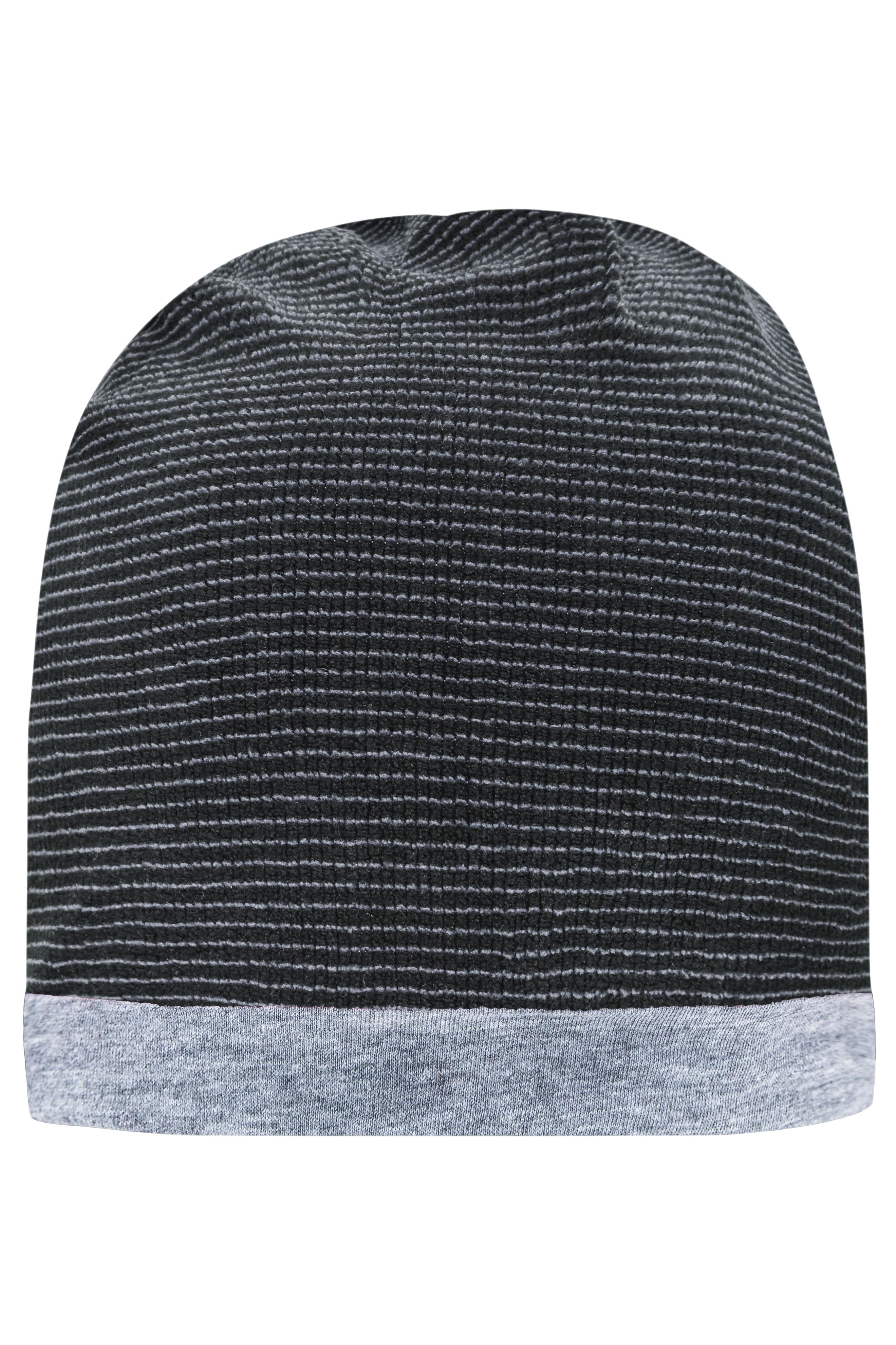 Structured Beanie MB7127 Stretchfleece-Mütze mit Kontrastabschluss