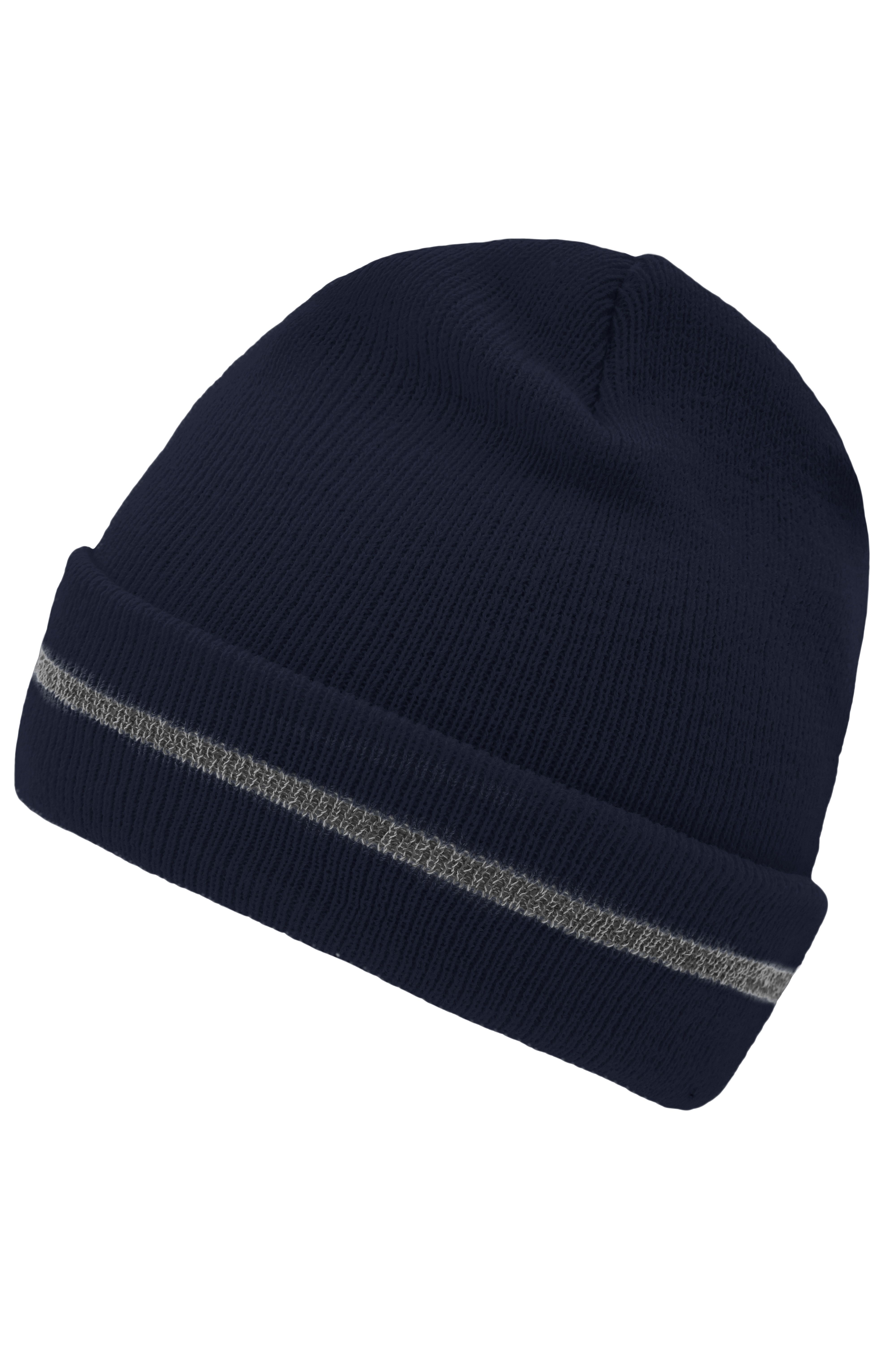 Reflective Beanie MB7141 Klassische Strickmütze mit einem reflektierenden Streifen im Umschlag ( ohne Schutzfunktion/ keine PSA )