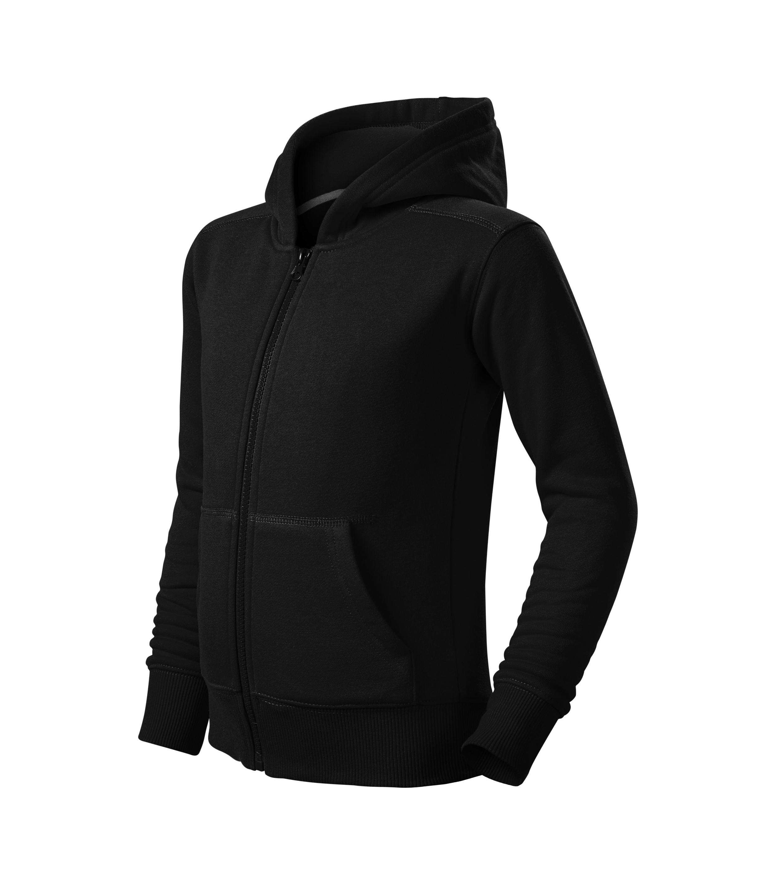 Sweatjacke Kinder - TRENDY ZIPPER 412 - gerader Schnitt mit Seitennähten, Kapuze mit Innenfutter und aufgesetzte Kängurutaschen