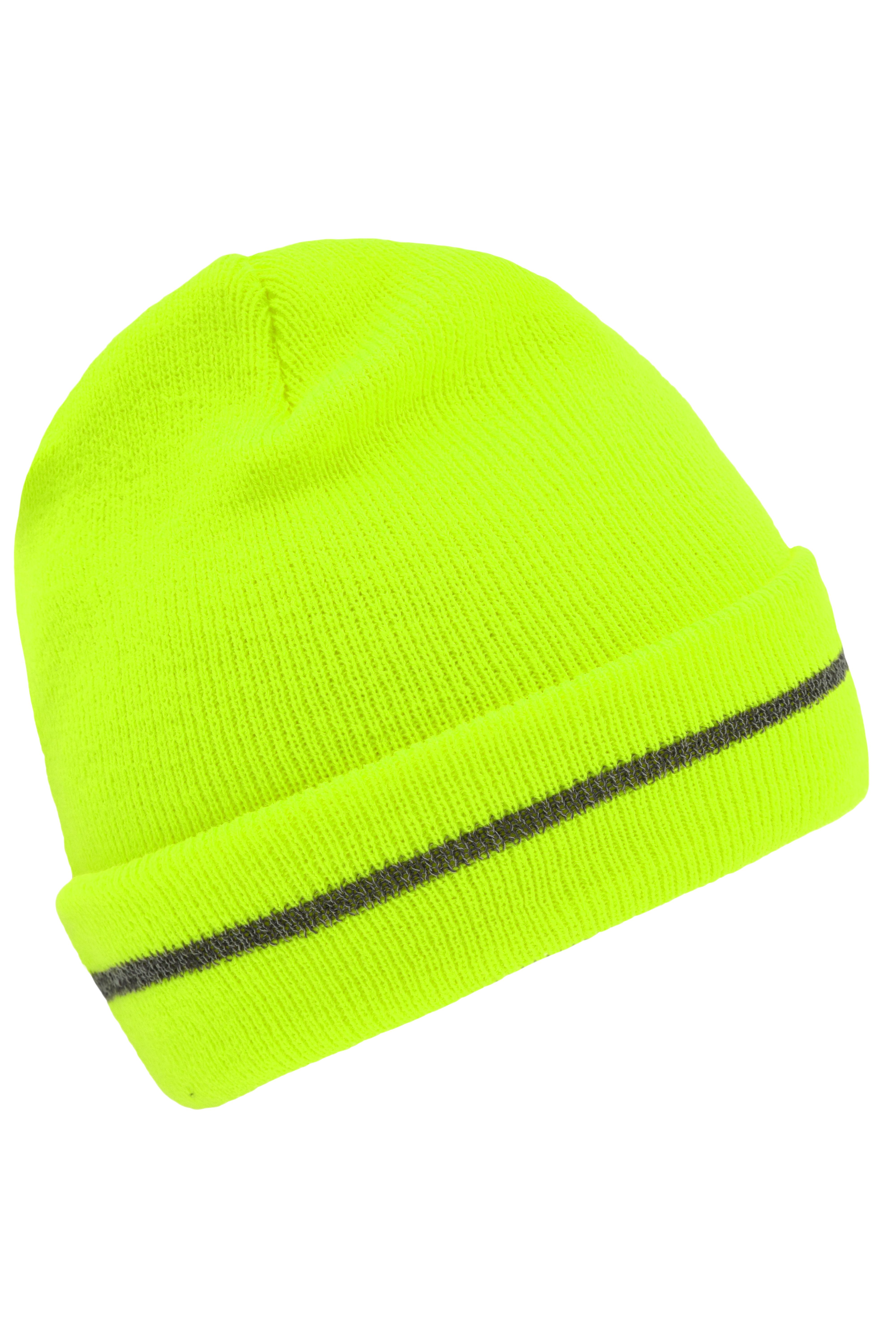 Reflective Beanie MB7141 Klassische Strickmütze mit einem reflektierenden Streifen im Umschlag ( ohne Schutzfunktion/ keine PSA )