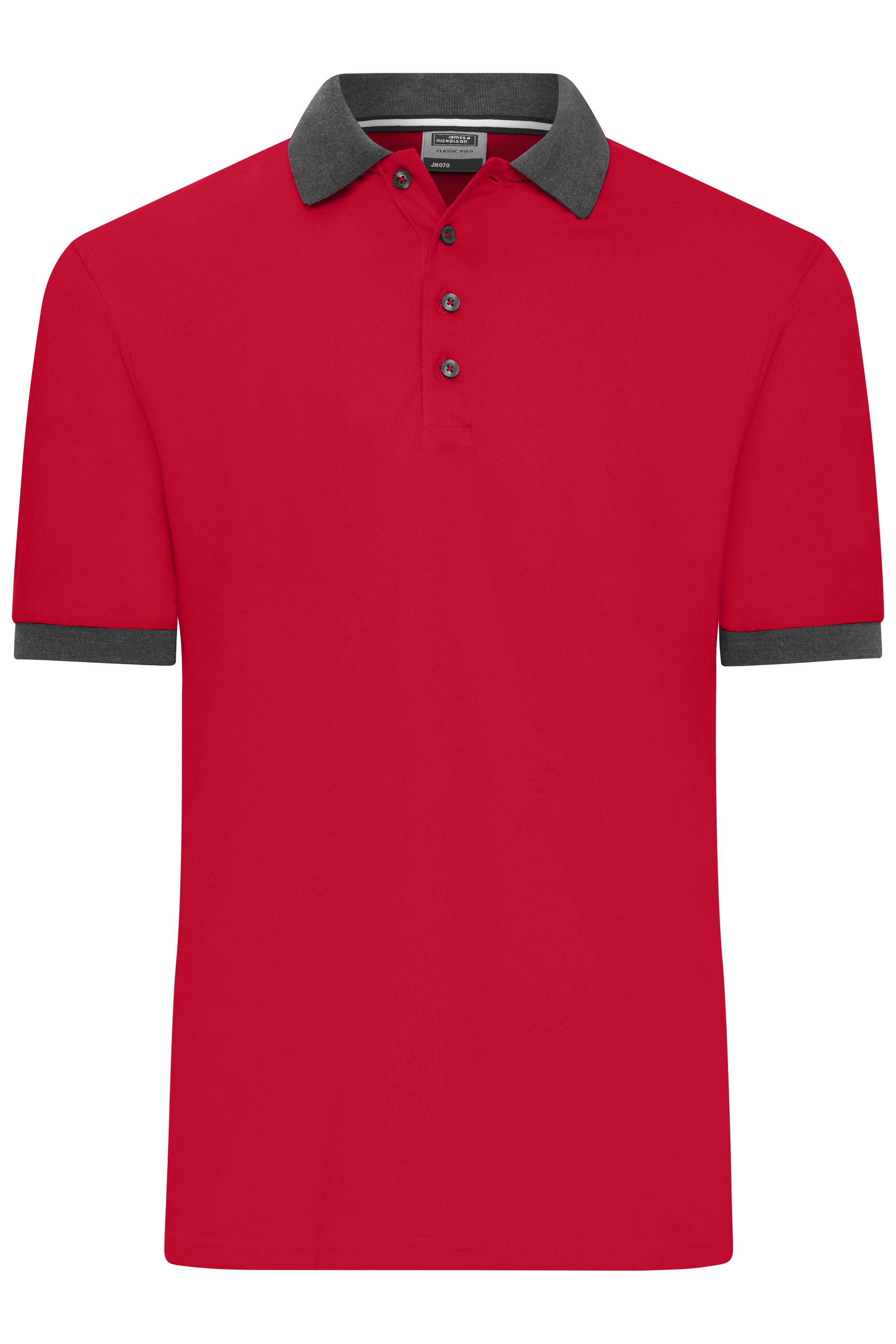 Men's Polo JN1304 Klassisches Polo mit kontrastfarbigem Kragen und Armbündchen in Piqué-Qualität