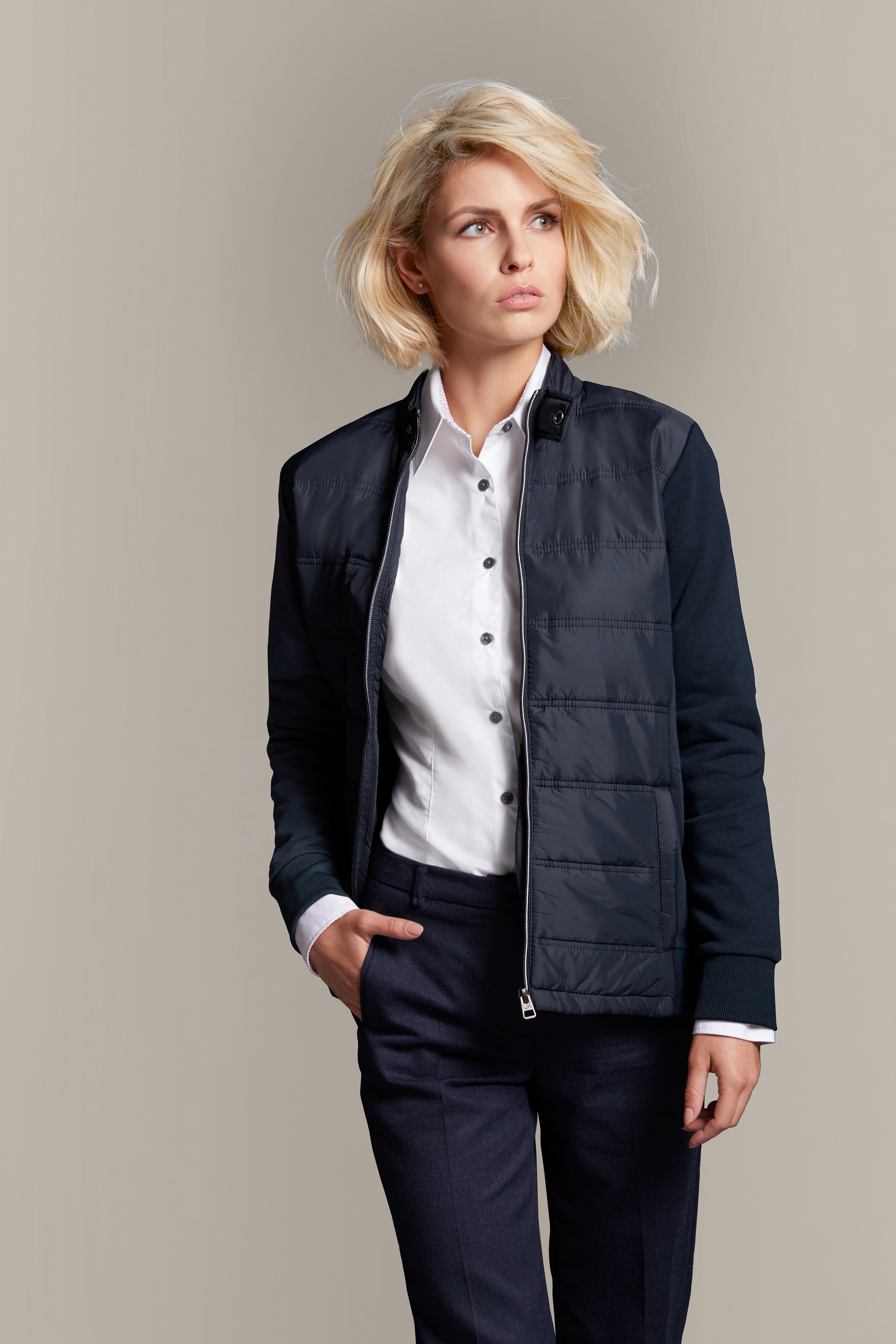 Ladies' Hybrid Sweat Jacket JN1123 Modische Sweat Jacke in attraktivem Materialmix