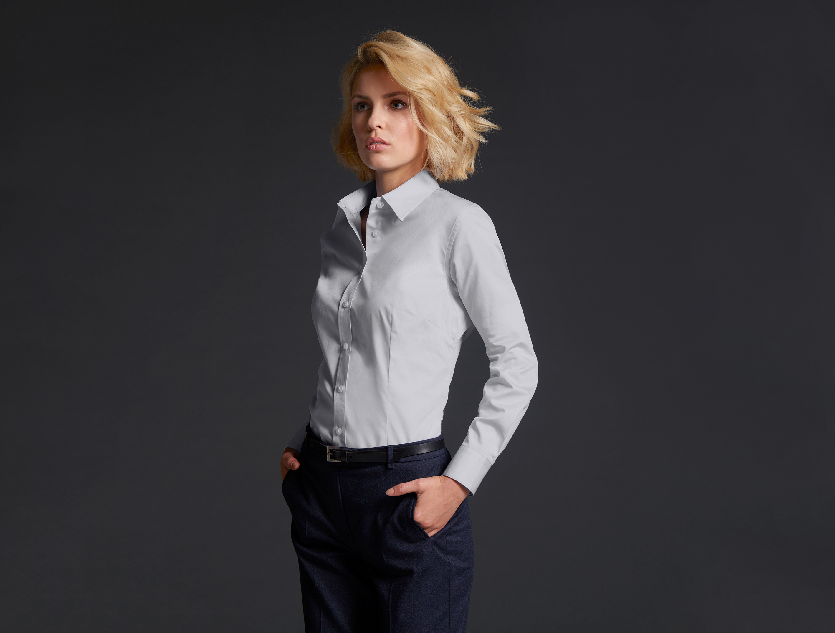 Ladies' Long-Sleeved Blouse JN615 Bügelleichte Langarm Damen-Bluse für Business und City