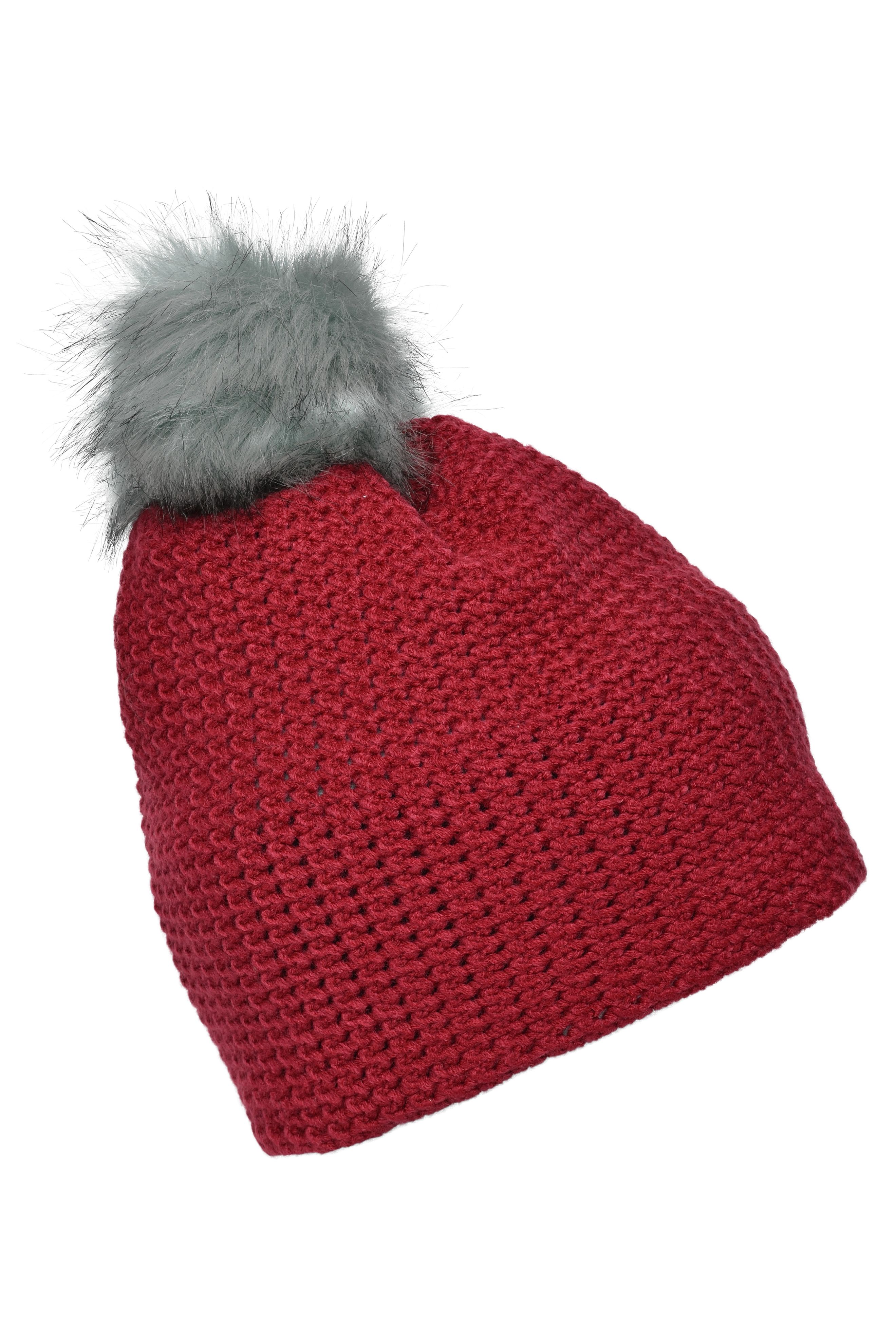 Fine Crocheted Beanie MB7120 Häkelmütze mit Pompon