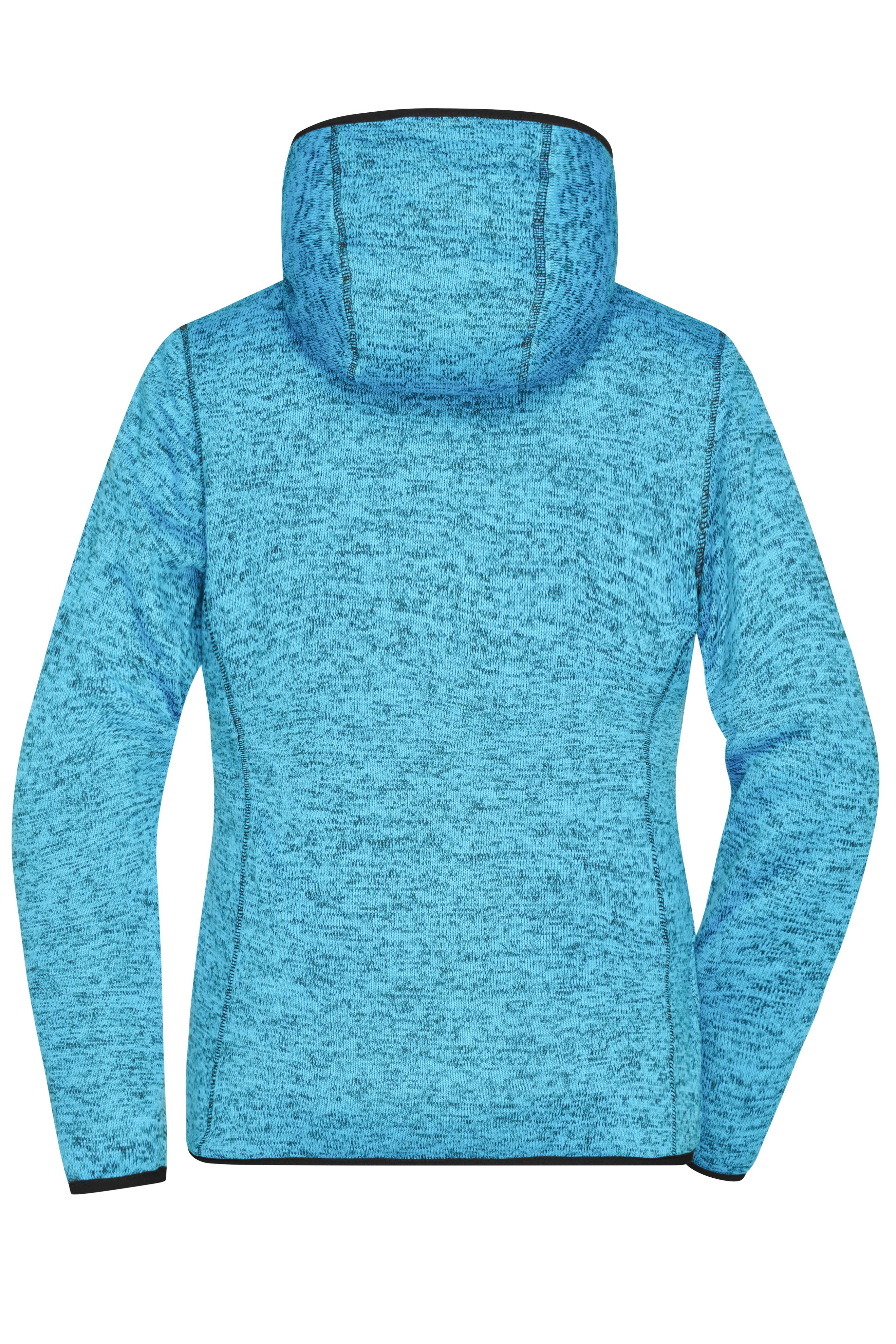 Ladies' Knitted Fleece Hoody JN588 Kapuzenjacke aus Strickfleece in Melangeoptik