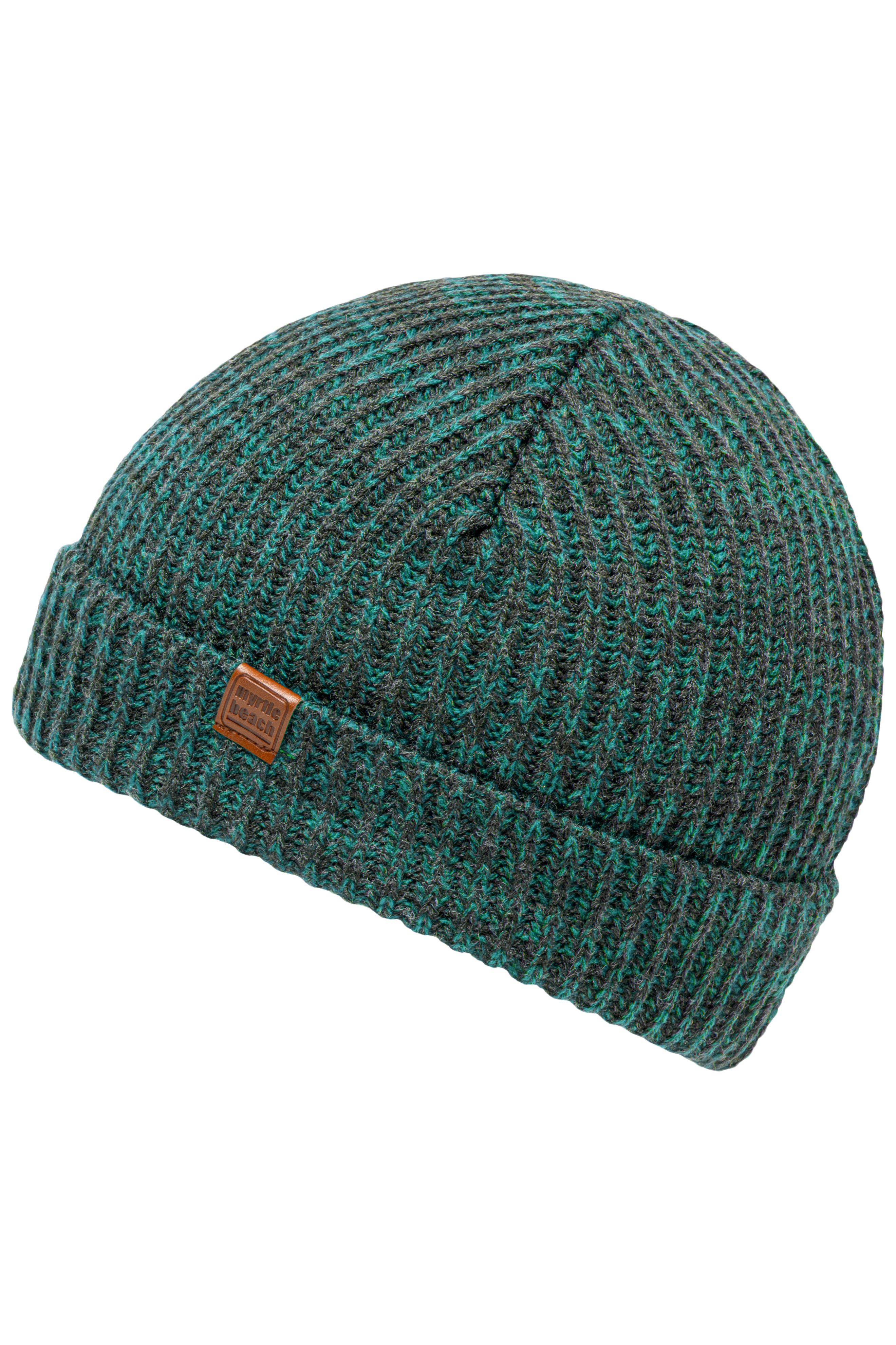 Urban Beanie MB7992 Melierte Strickmütze mit Krempe