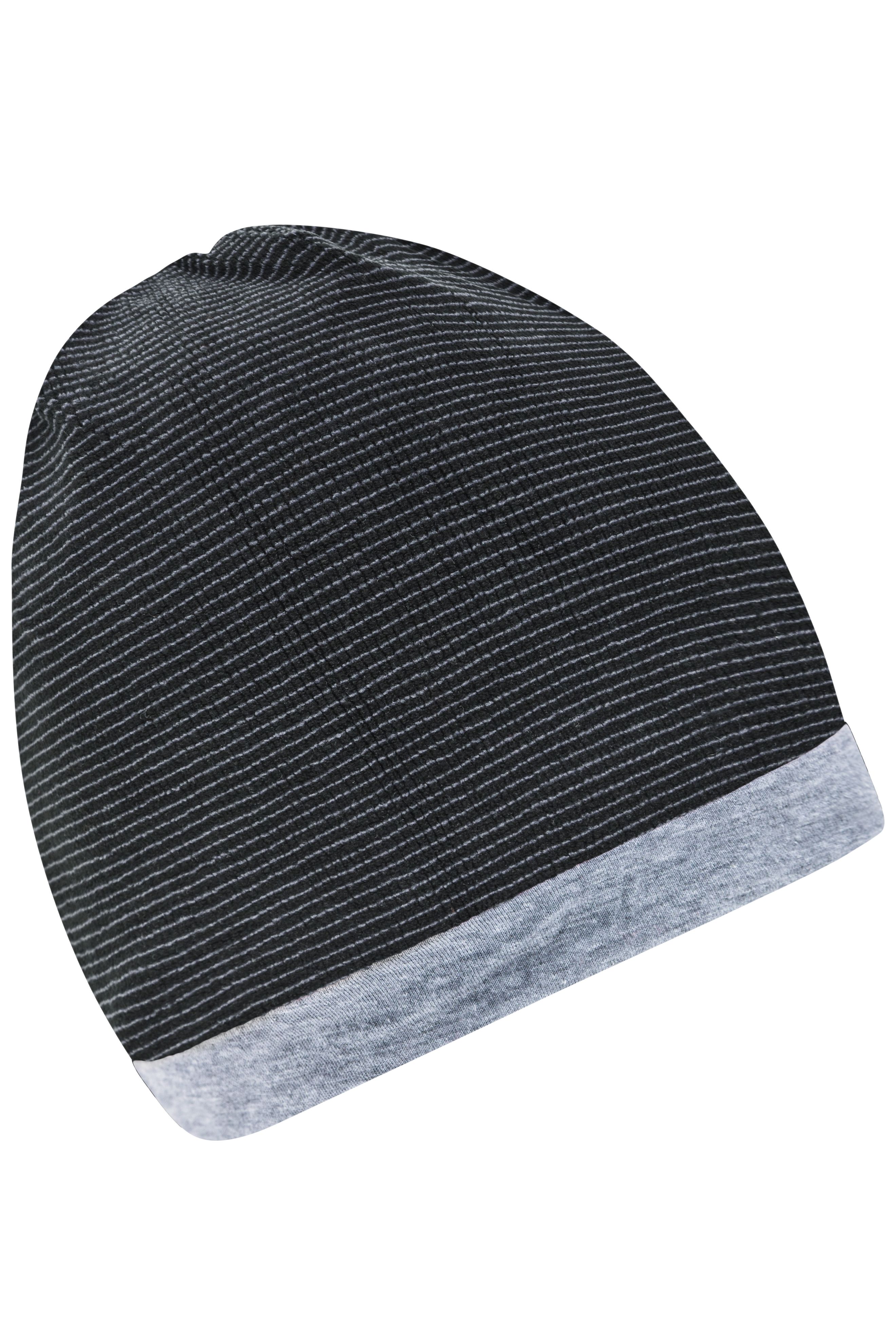 Structured Beanie MB7127 Stretchfleece-Mütze mit Kontrastabschluss
