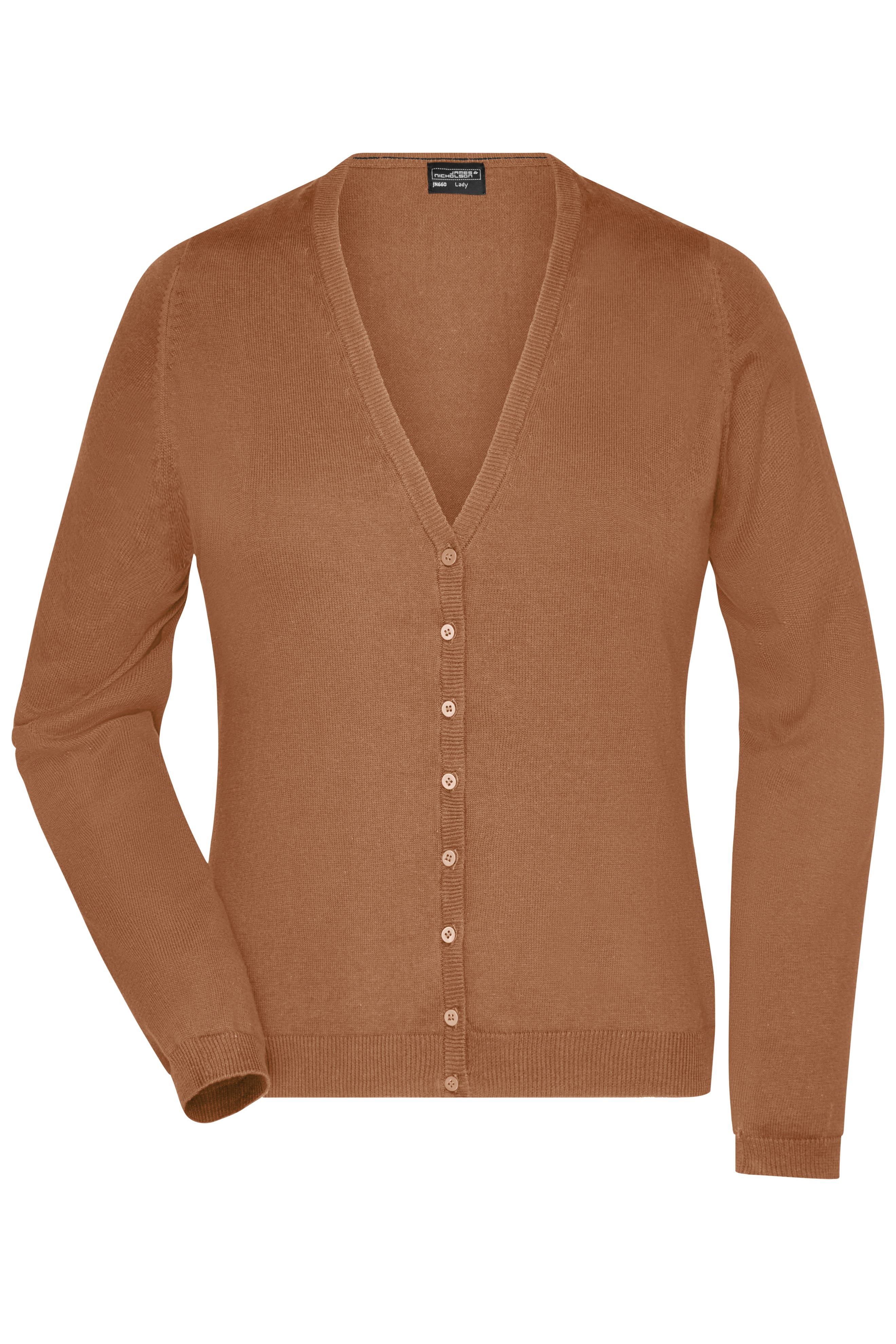 Ladies' V-Neck Cardigan JN660 Klassische Baumwoll-Strickjacke