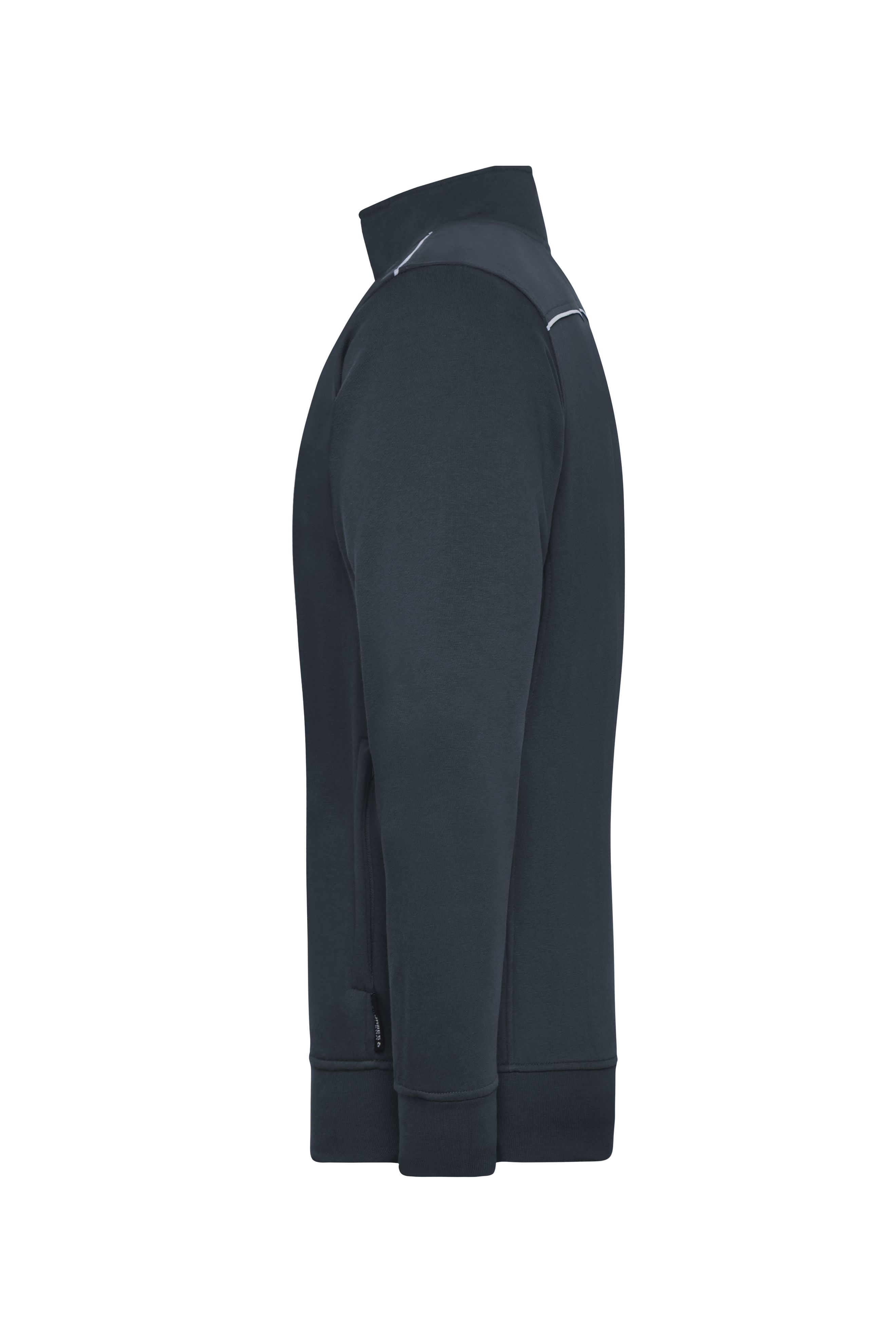 Men's Workwear Sweat-Jacket - SOLID - JN894 Sweat-Jacke mit Stehkragen und Kontrastpaspel