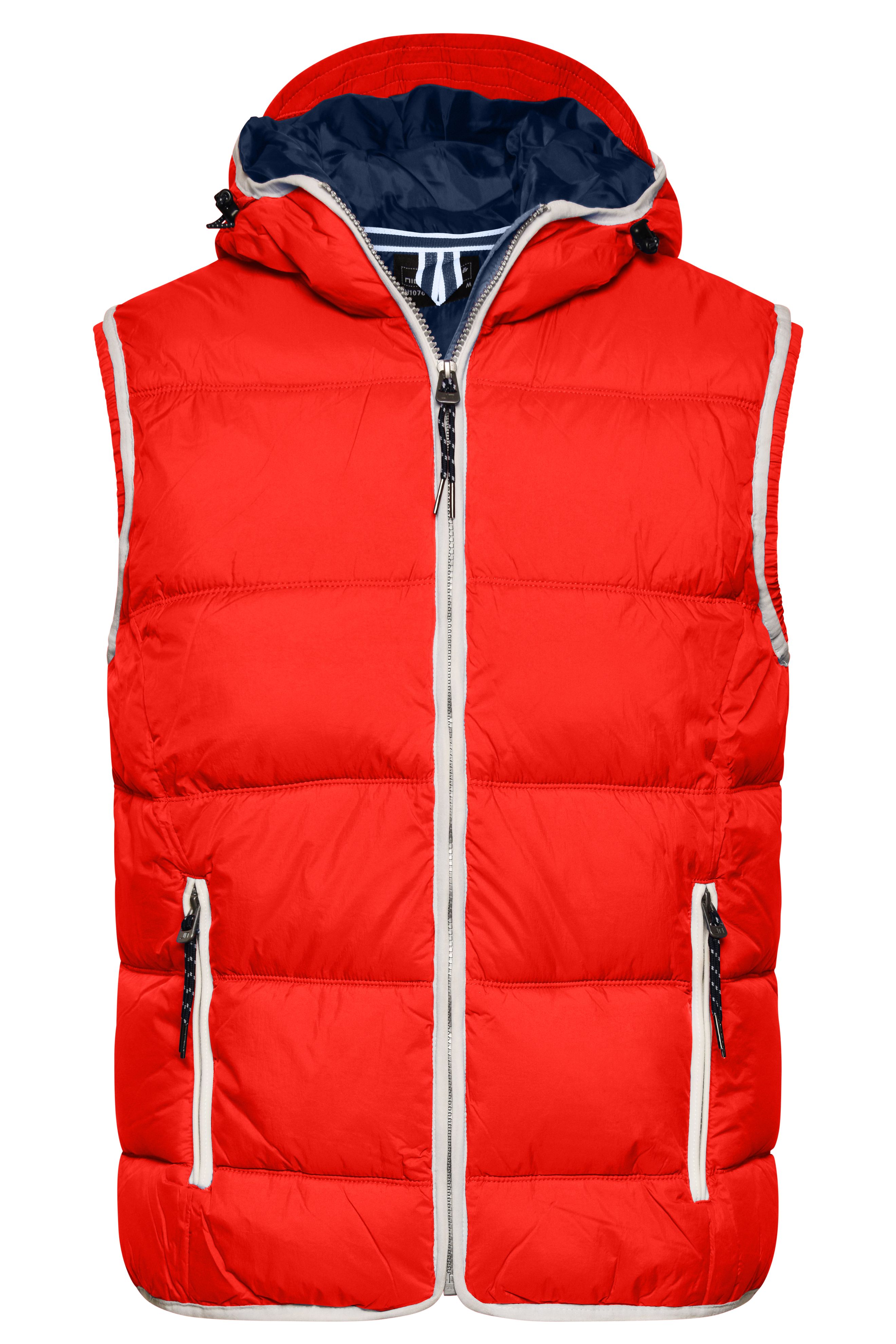 Men's Maritime Vest JN1076 Modische Steppweste mit angeschnittener Kapuze