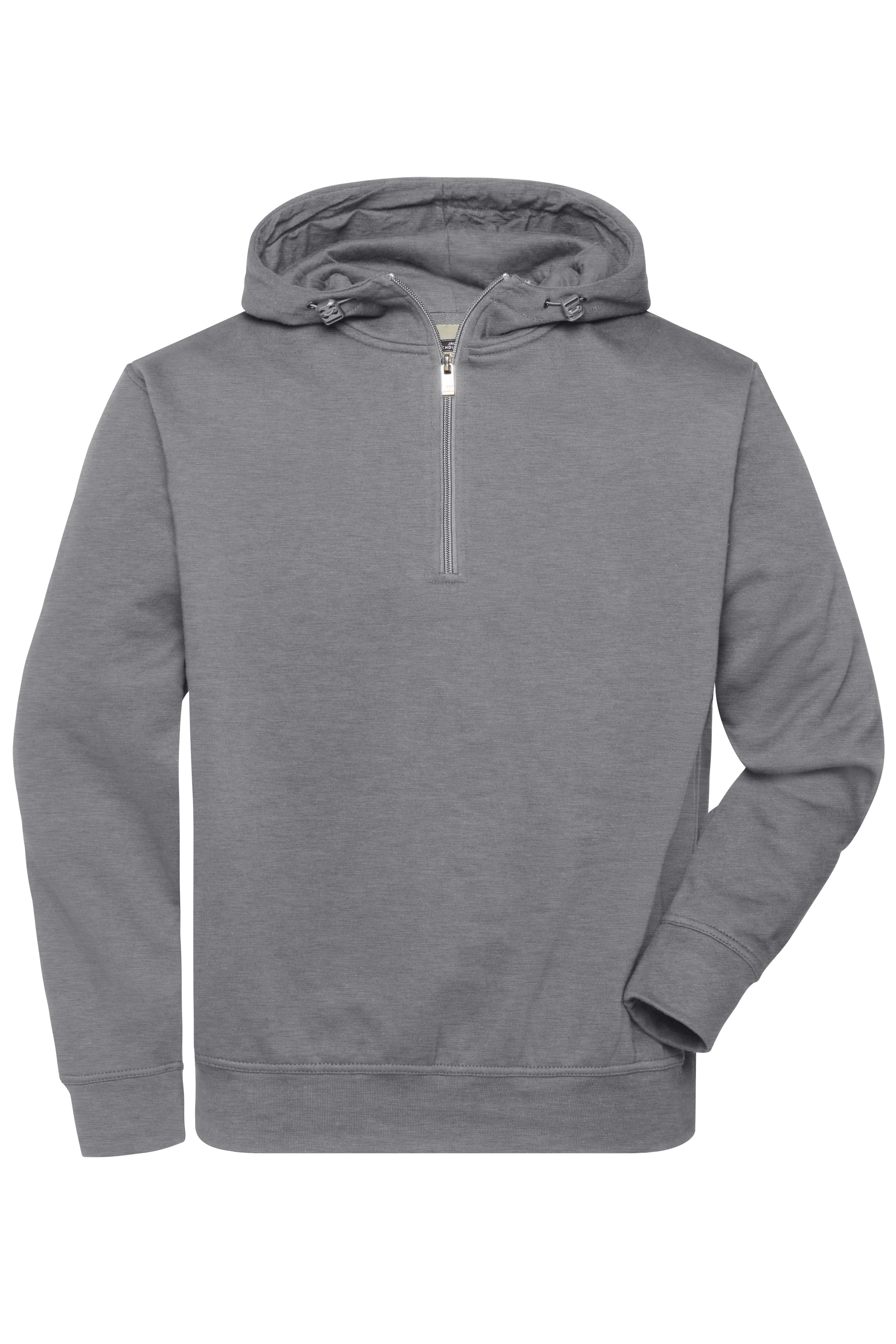 BIO Workwear-Half Zip Hoody JN839 Sweatshirt mit Kapuze und Reißverschluss