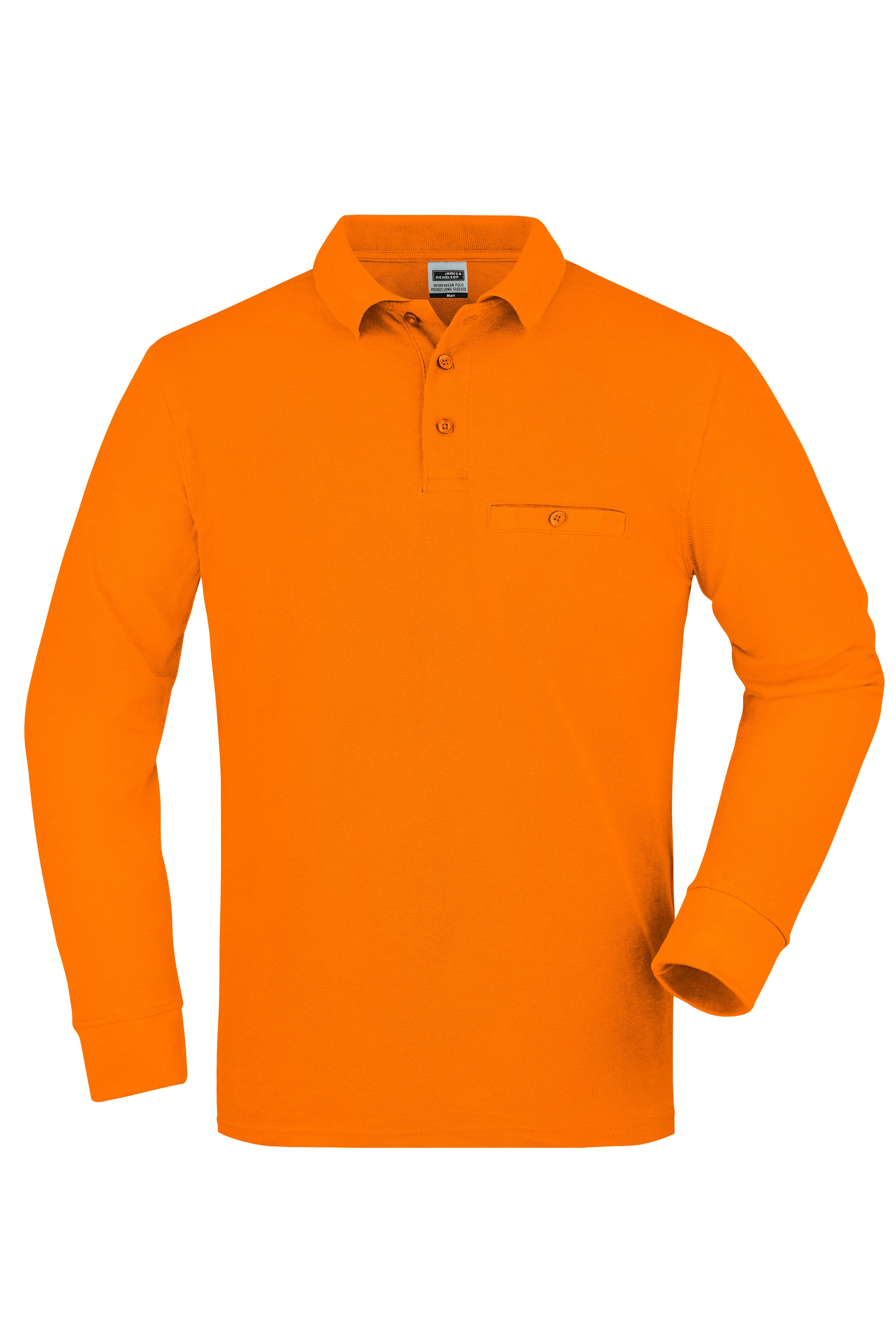 Men's Workwear Polo Pocket Longsleeve JN866 Pflegeleichtes und strapazierfähiges Langarm Polo mit Brusttasche