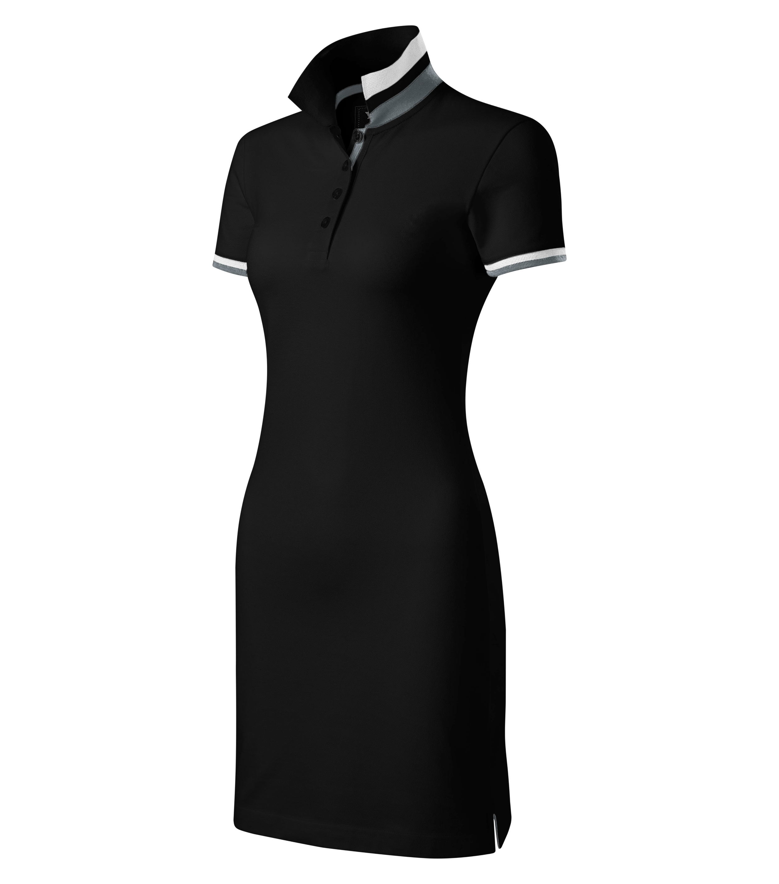 Sommerkleid Damen - DRESS UP 271 - leicht taillierter Schnitt mit Seitennähten und Schnitt mit beidseitigem Seitenschlitz und einem Kontrastband auf der unteren Knopfleiste - Sommerkleider