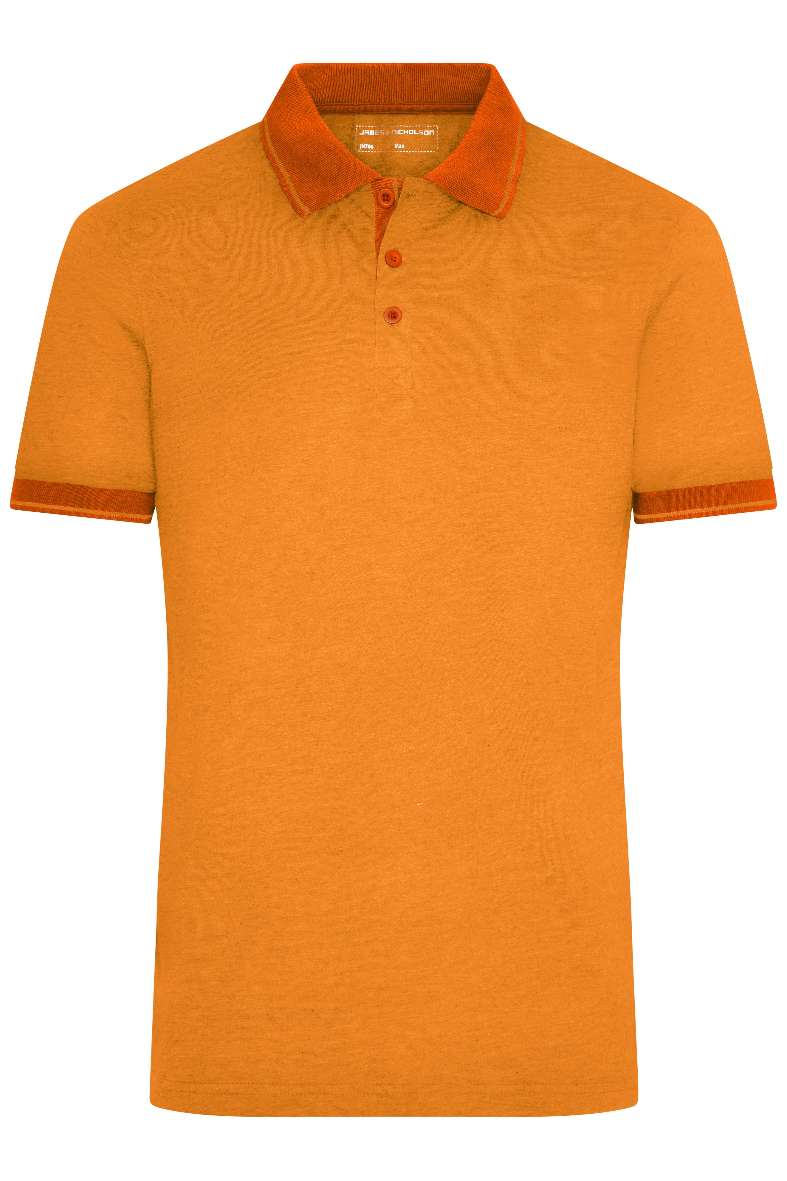 Men's Heather Polo JN706 Melange Polo mit modischen Details Men's Heather Polo JN706 Melange Polo mit modischen Details