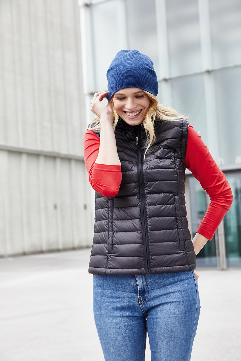 Ladies' Quilted Down Vest JN1079 Sportliche Daunenweste mit Stehkragen