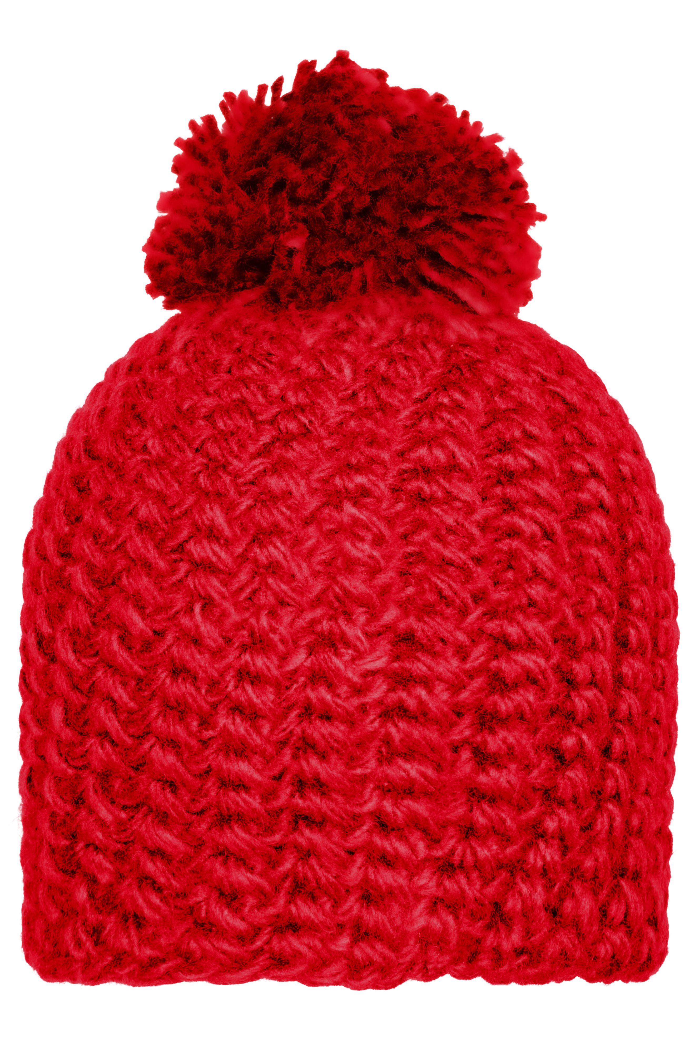 Unicoloured Crocheted Cap with Pompon MB7939 Häkelmütze mit Pompon