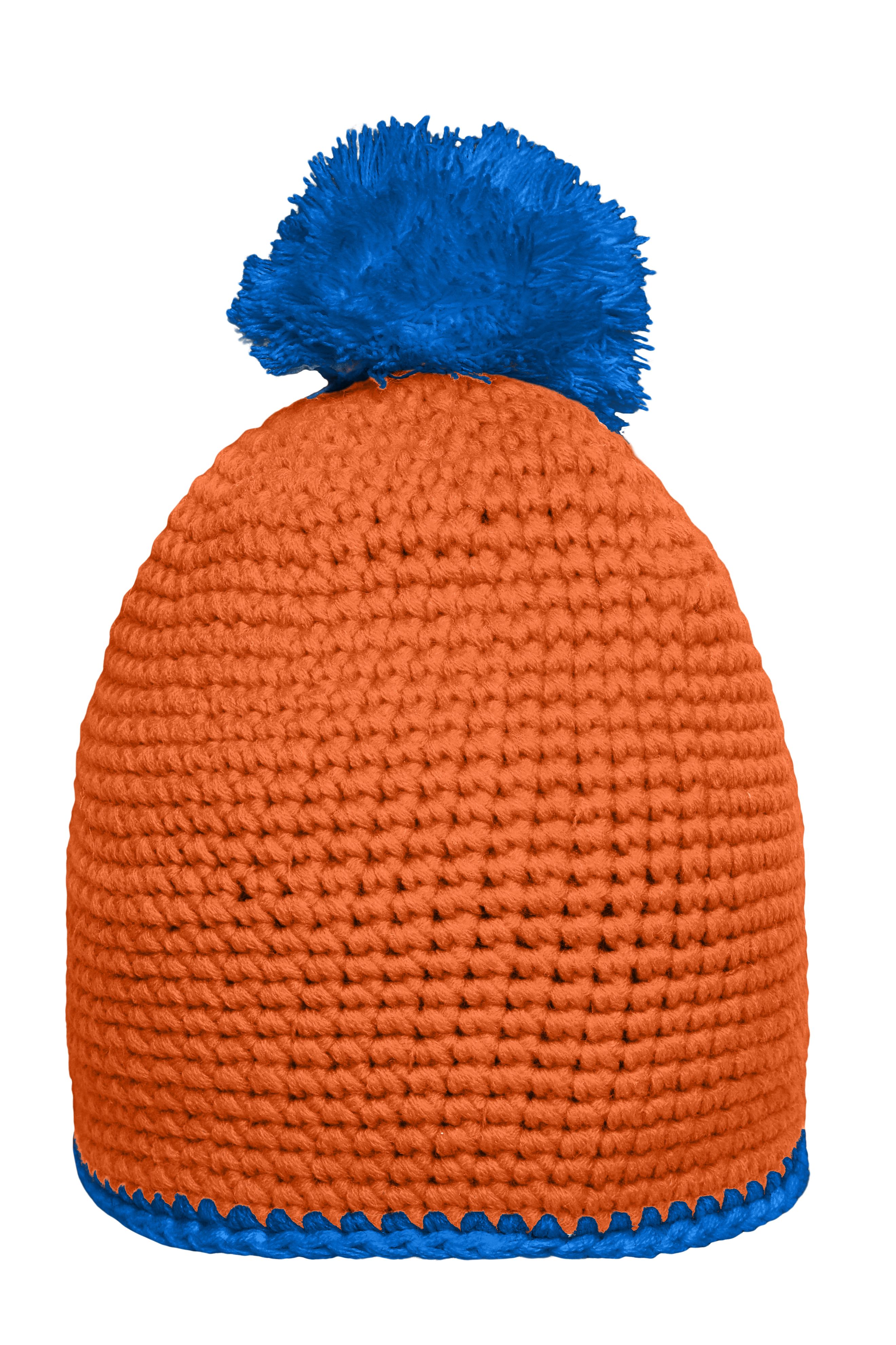 Pompon Hat with Contrast Stripe MB7964 Häkelmütze mit Kontrastrand und Pompon
