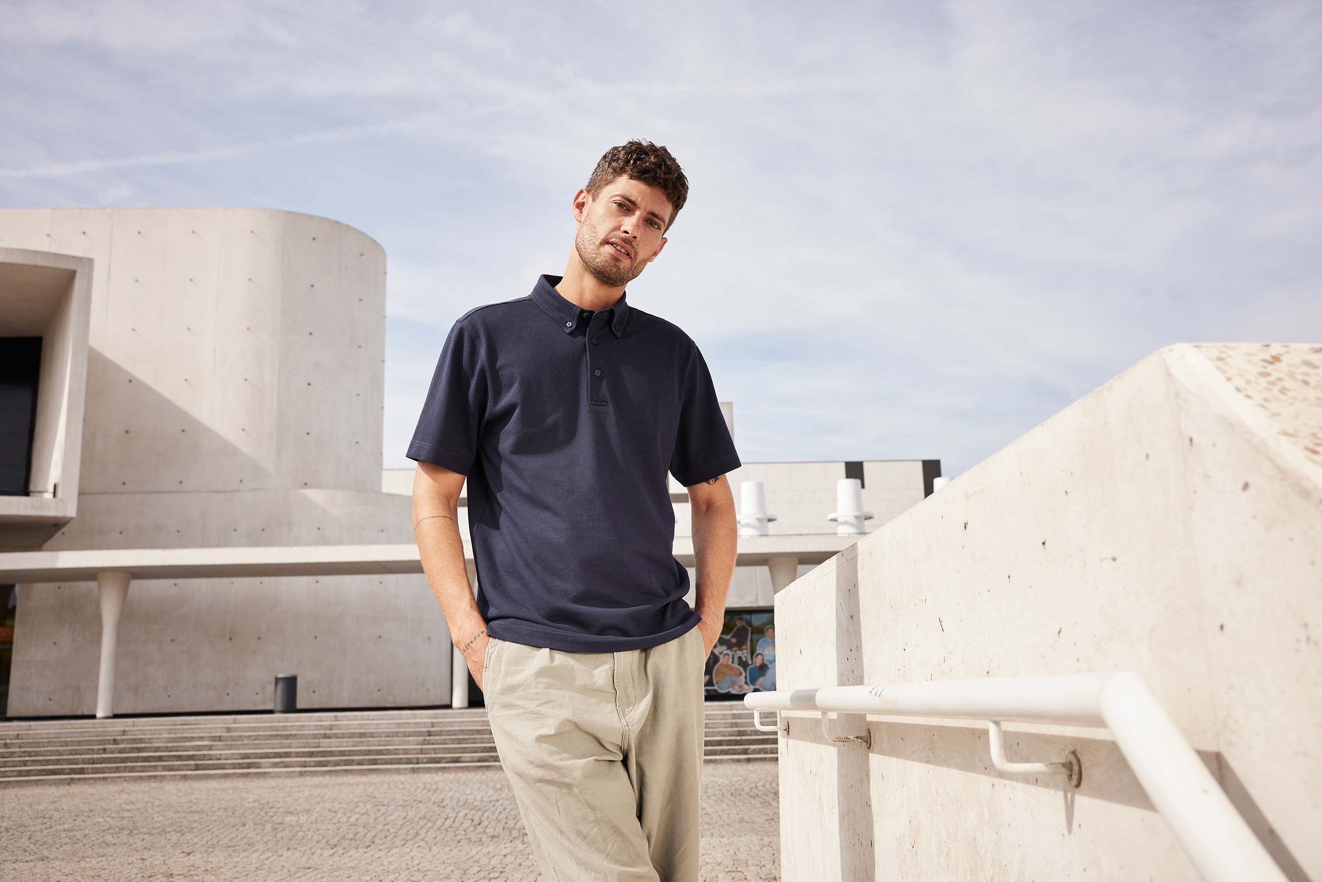 Men's Plain Polo JN964 Polo mit Button-Down Kragen Men's Plain Polo JN964 Polo mit Button-Down Kragen