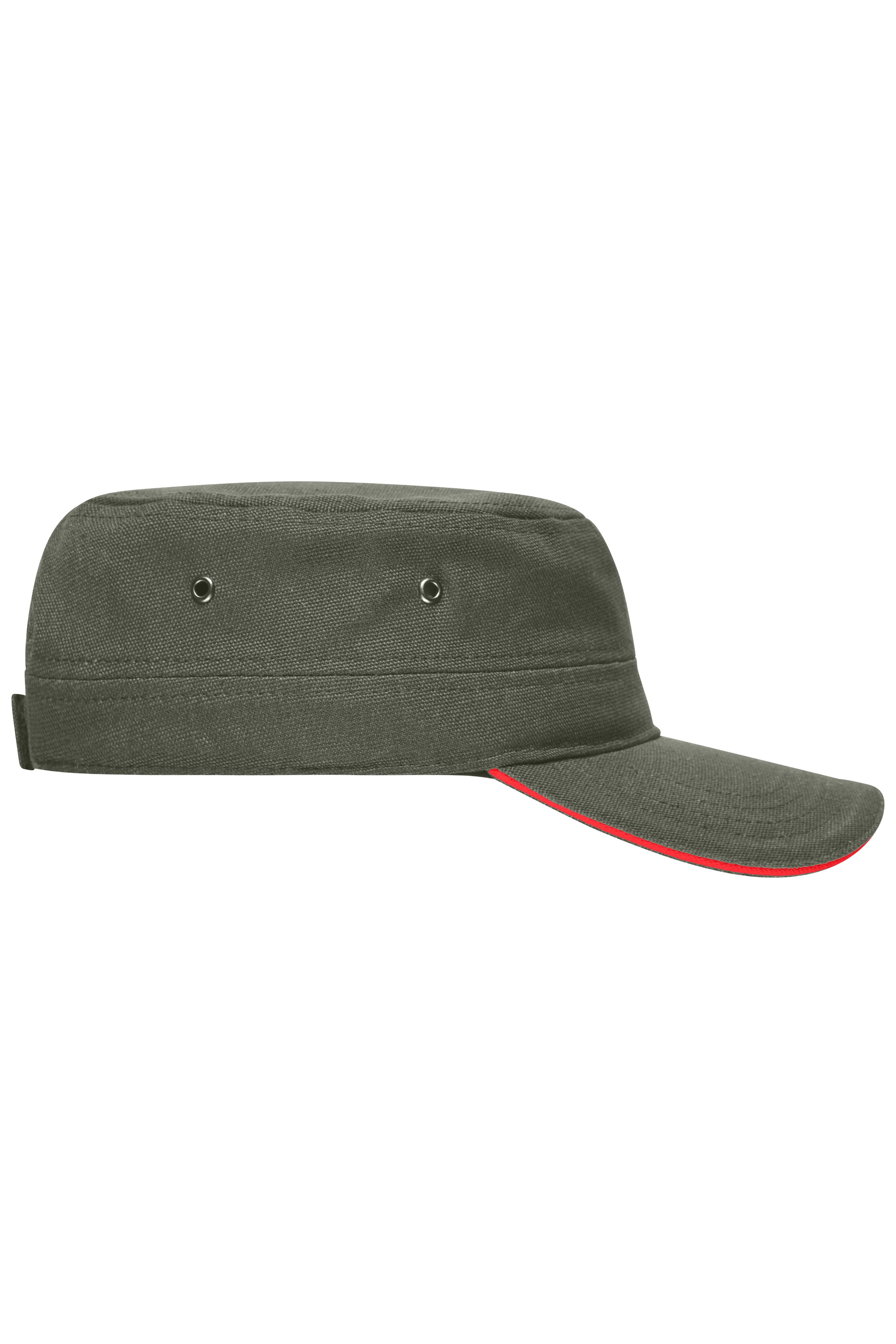 Military Sandwich Cap MB6555 Sandwich Cap im Military-Stil aus robustem Baumwollcanvas
