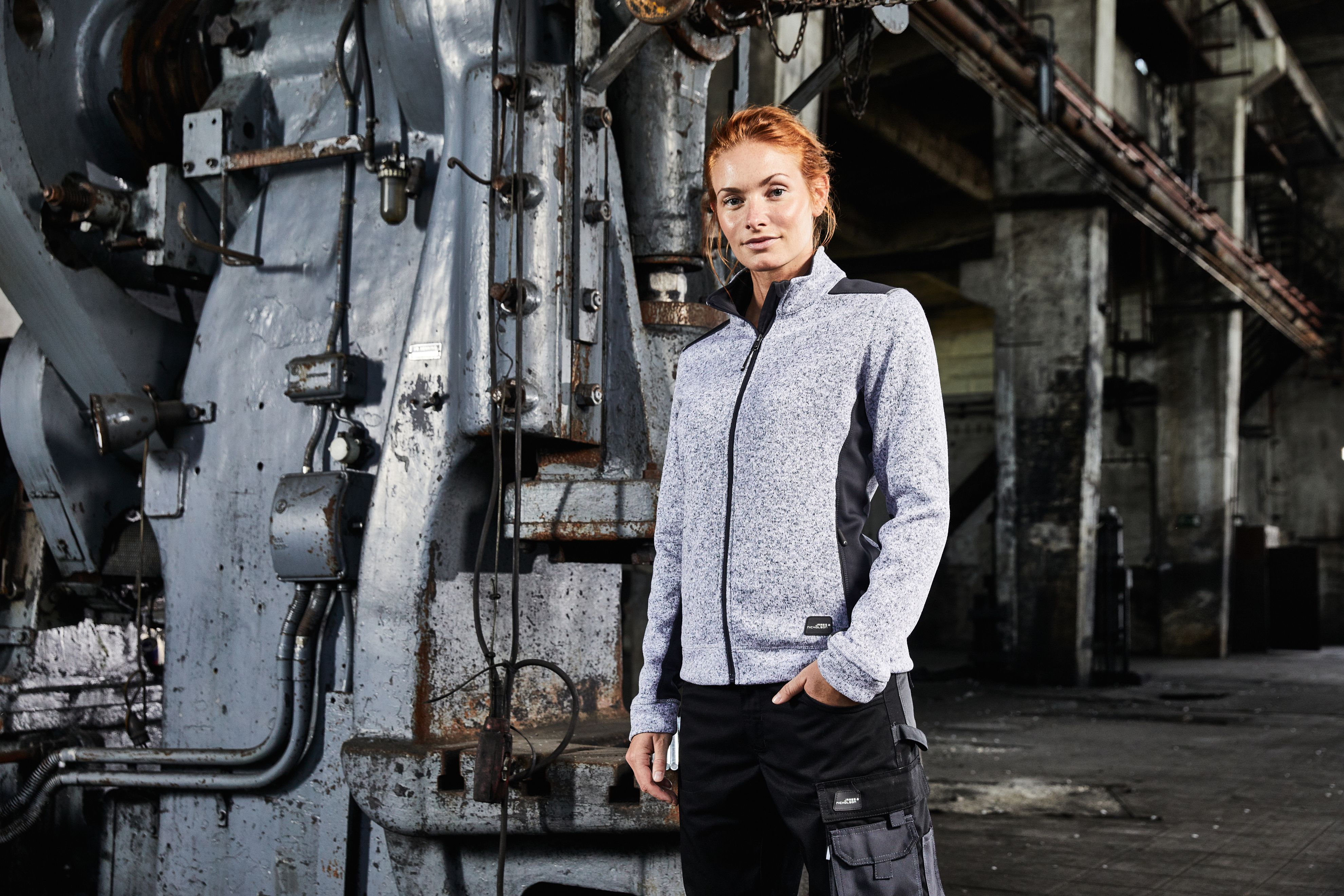 Ladies' Knitted Workwear Fleece Jacket - STRONG - JN861 Pflegeleichte Strickfleece Jacke im Materialmix