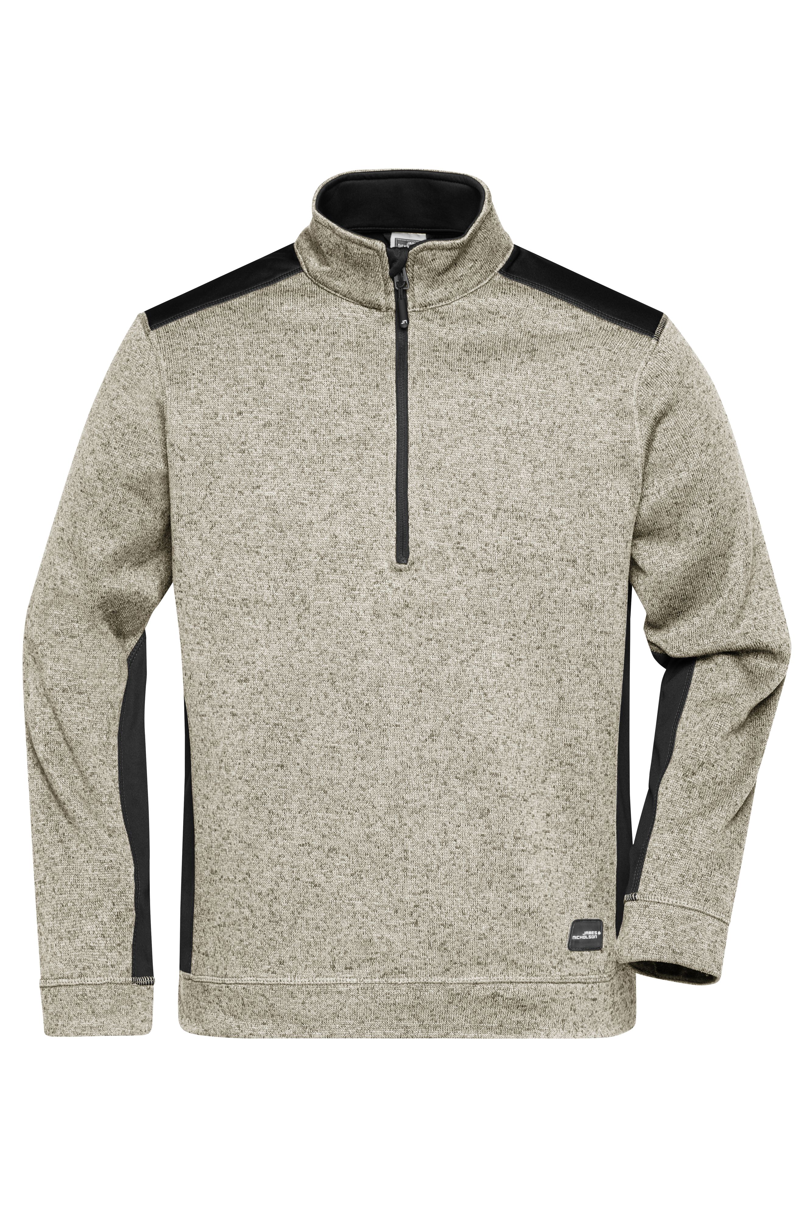 Men's Knitted Workwear Fleece Half-Zip - STRONG - JN864 Pflegeleichter Strickfleece Troyer im Materialmix