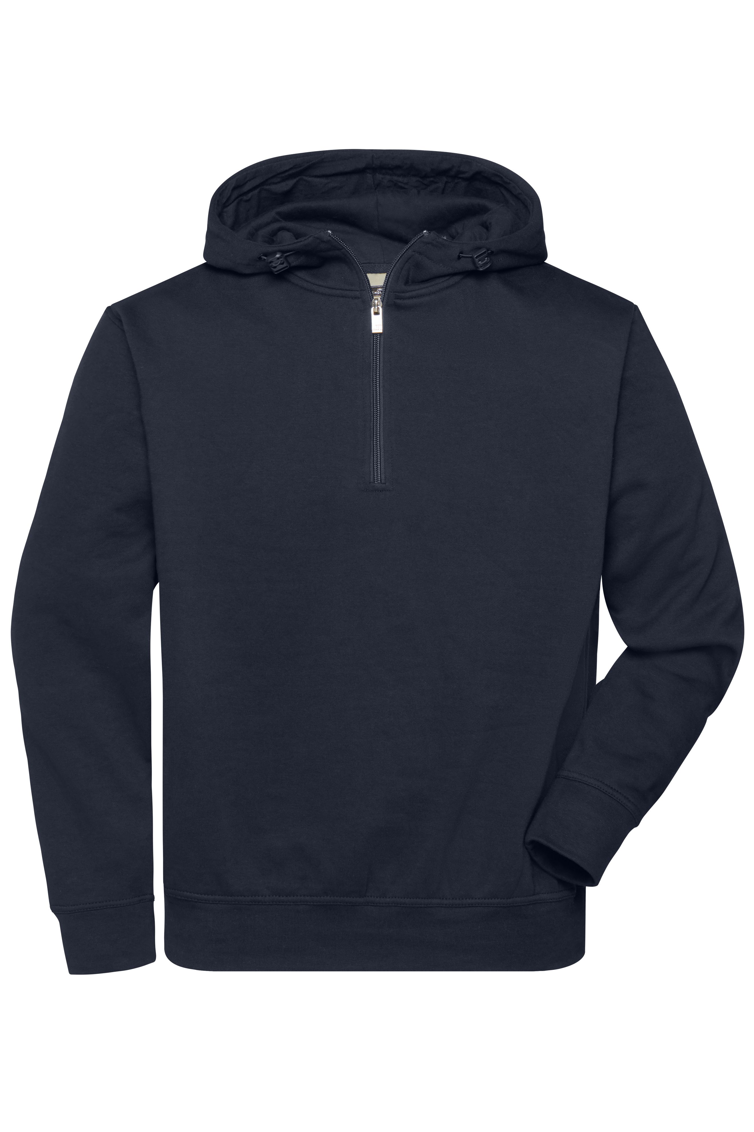 BIO Workwear-Half Zip Hoody JN839 Sweatshirt mit Kapuze und Reißverschluss