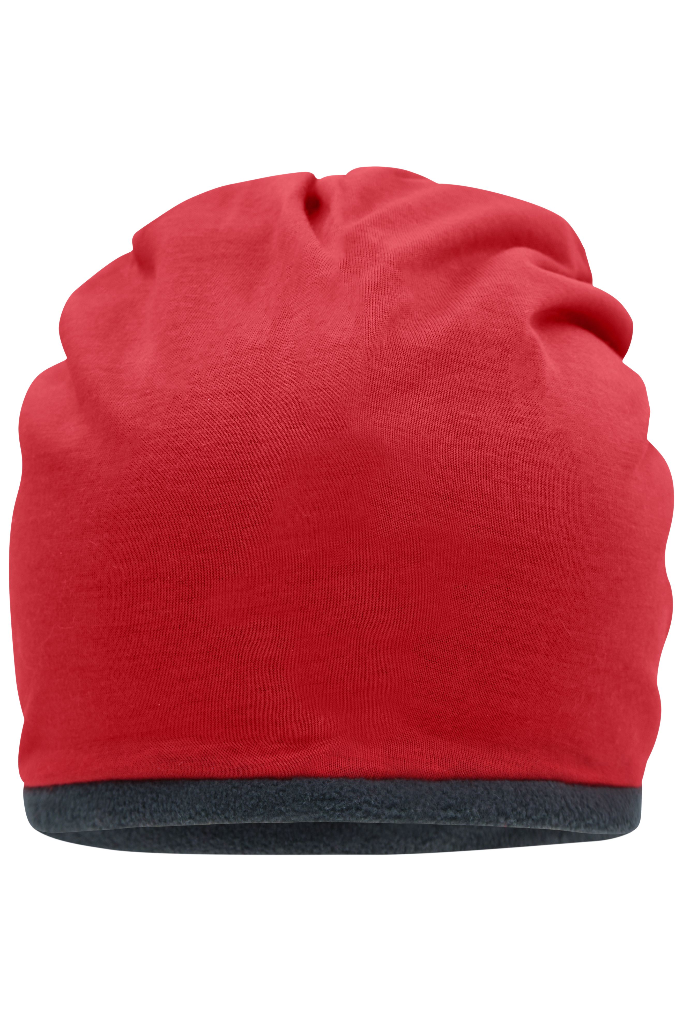 Fleece Beanie MB7131 Lässige Mütze mit Fleece-Kontrastabschluss