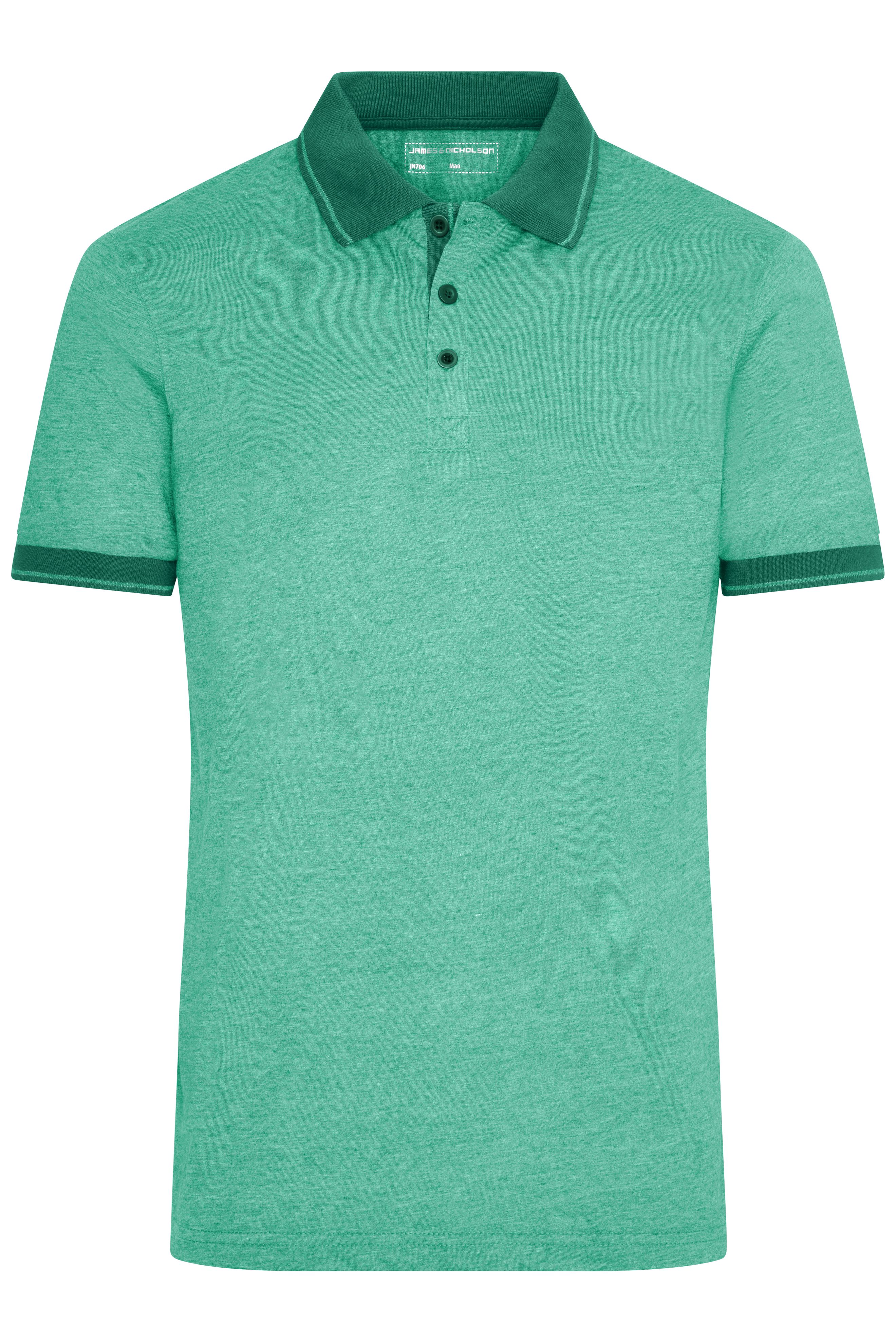 Men's Heather Polo JN706 Melange Polo mit modischen Details Men's Heather Polo JN706 Melange Polo mit modischen Details