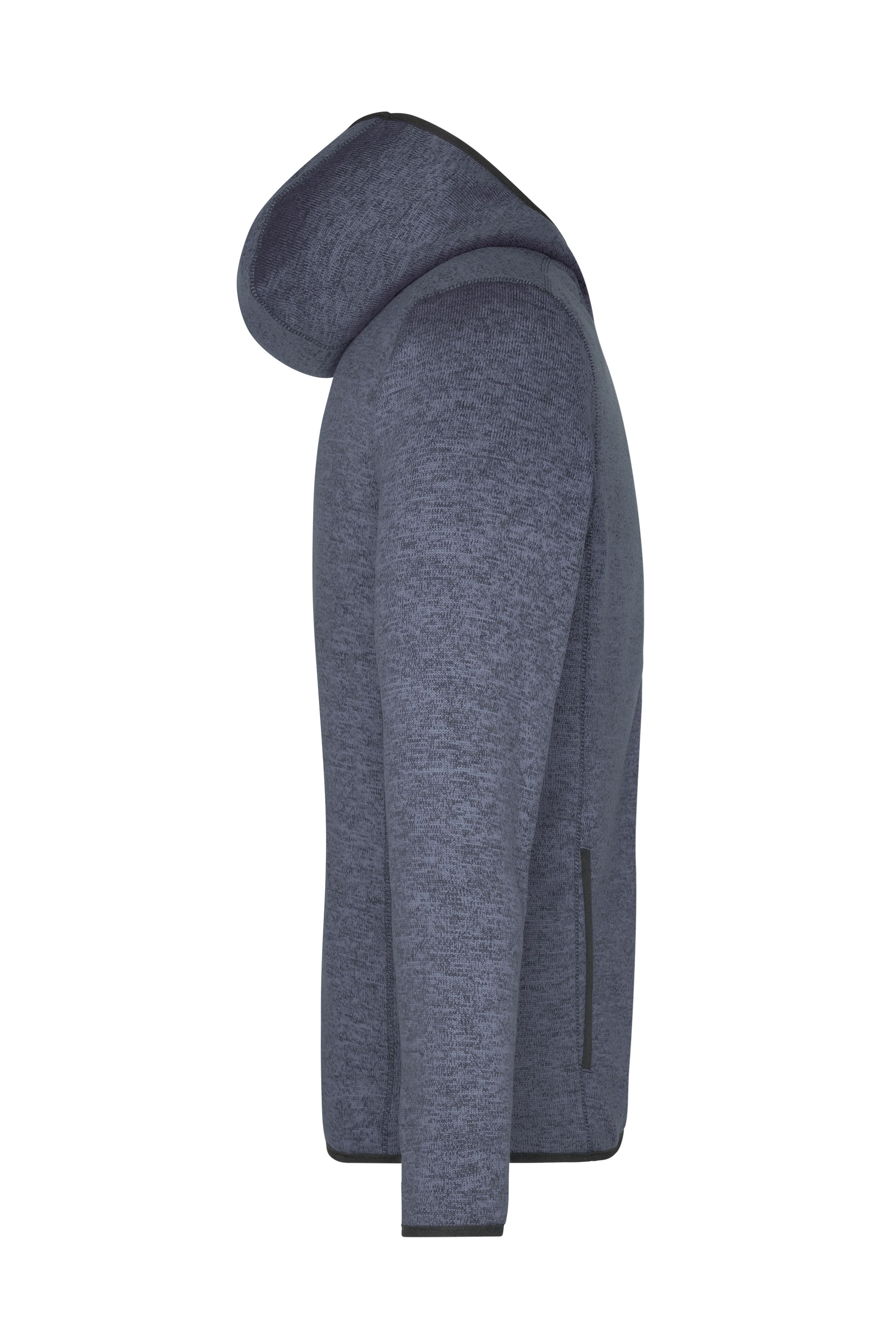 Men's Knitted Fleece Hoody JN589 Kapuzenjacke aus Strickfleece in Melangeoptik