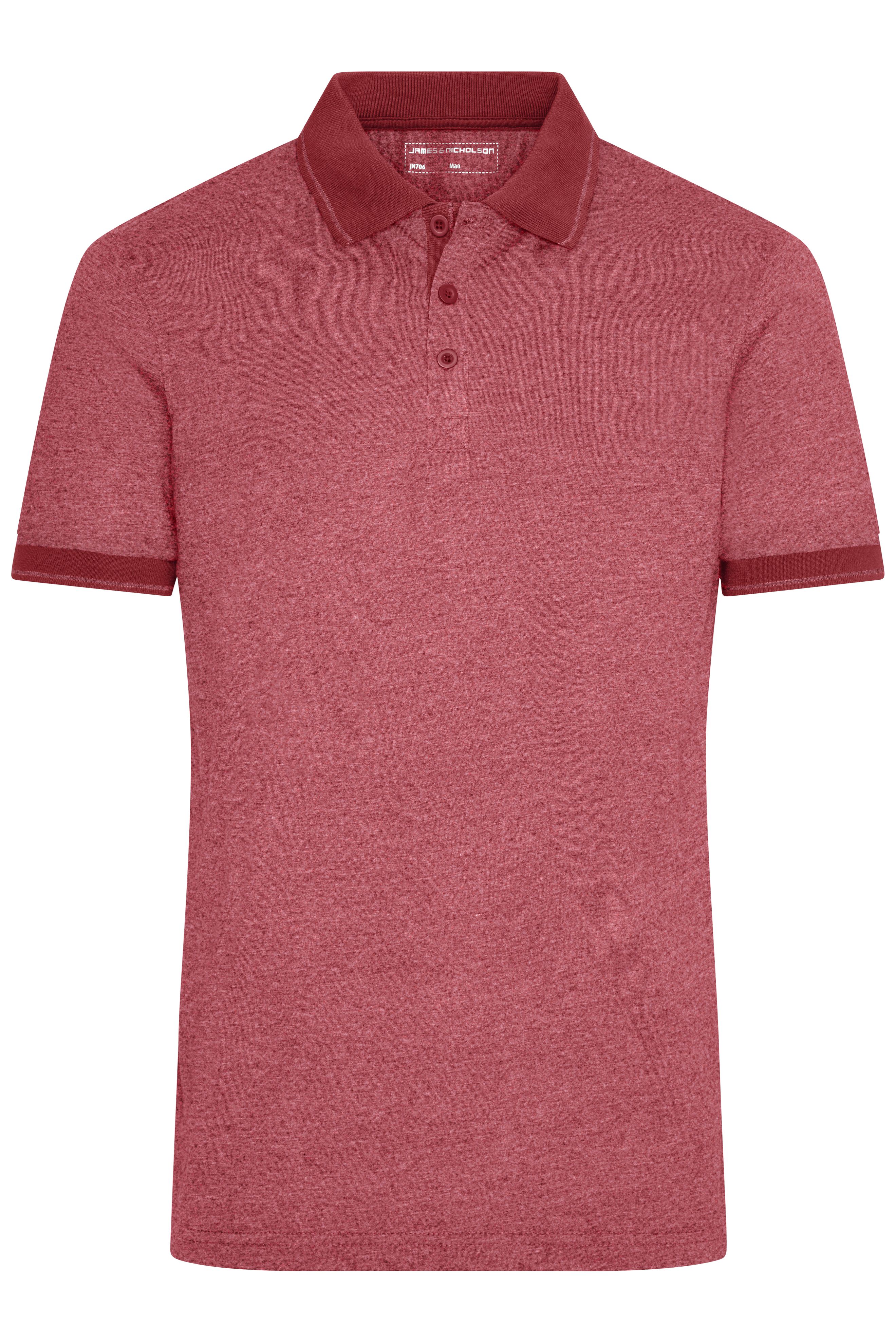 Men's Heather Polo JN706 Melange Polo mit modischen Details