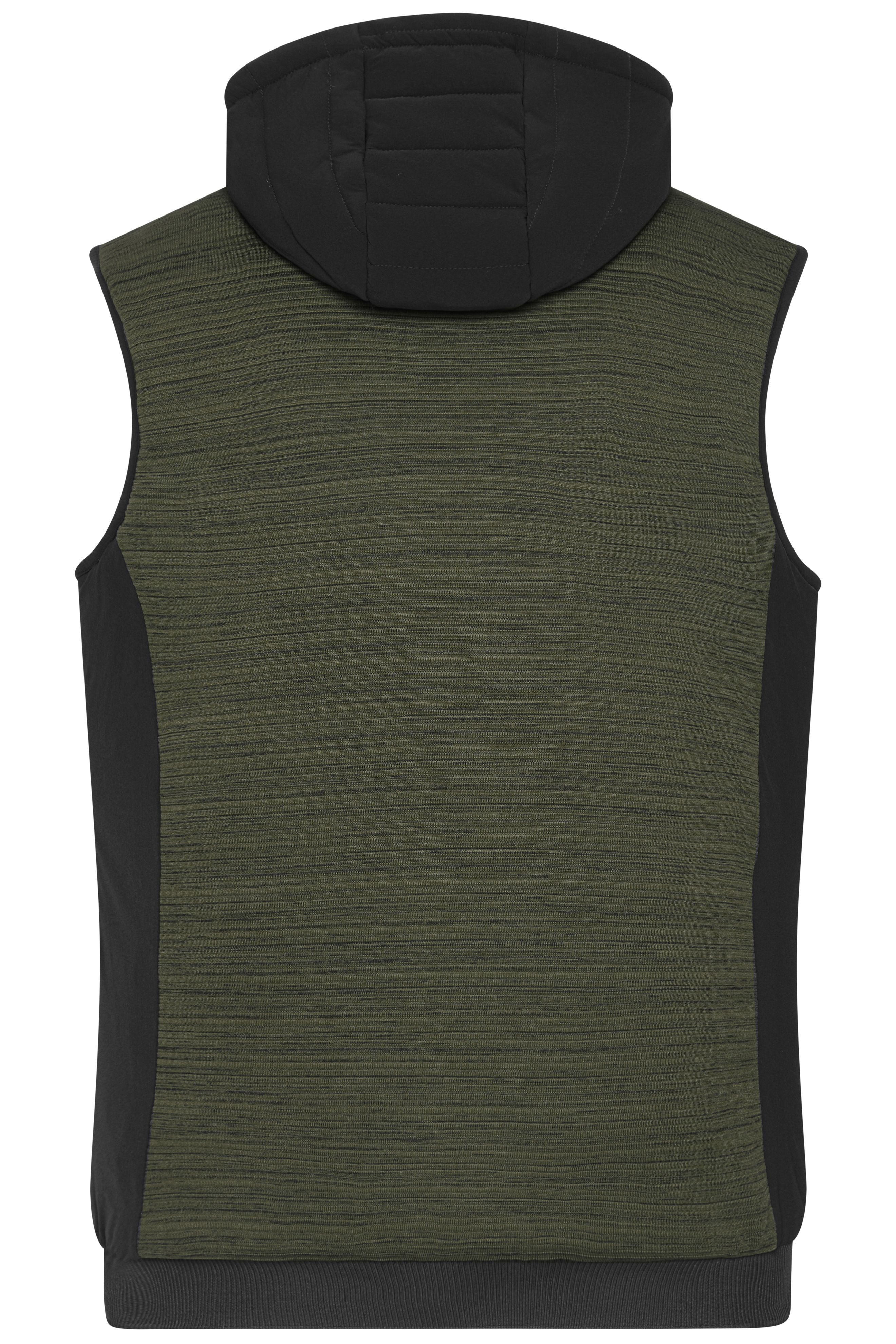 Men's Padded Hybrid Vest JN1848 Wattierte Strickfleece Weste im attraktiven Materialmix