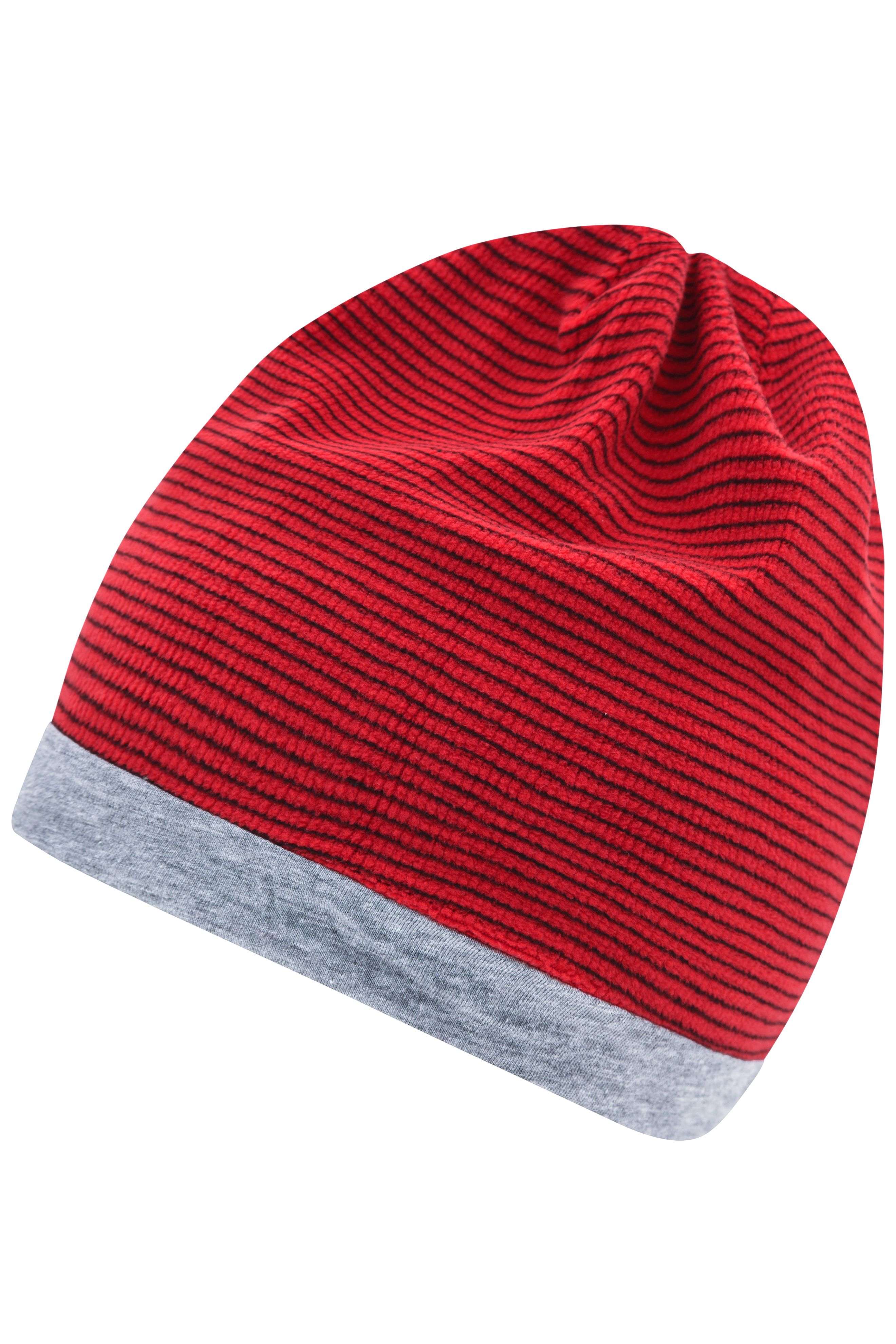 Structured Beanie MB7127 Stretchfleece-Mütze mit Kontrastabschluss