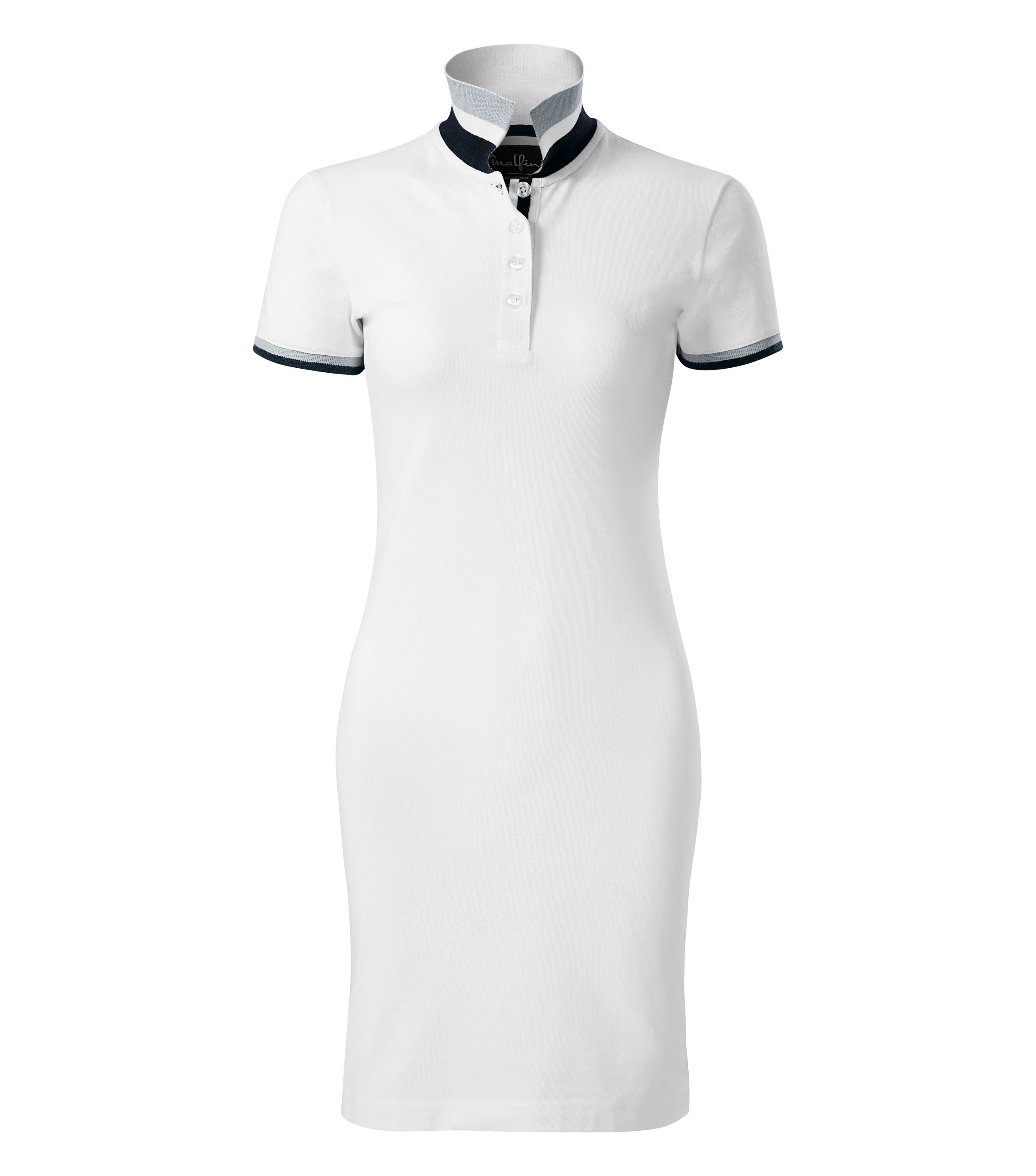 Sommerkleid Damen - DRESS UP 271 - leicht taillierter Schnitt mit Seitennähten und Schnitt mit beidseitigem Seitenschlitz und einem Kontrastband auf der unteren Knopfleiste - Sommerkleider