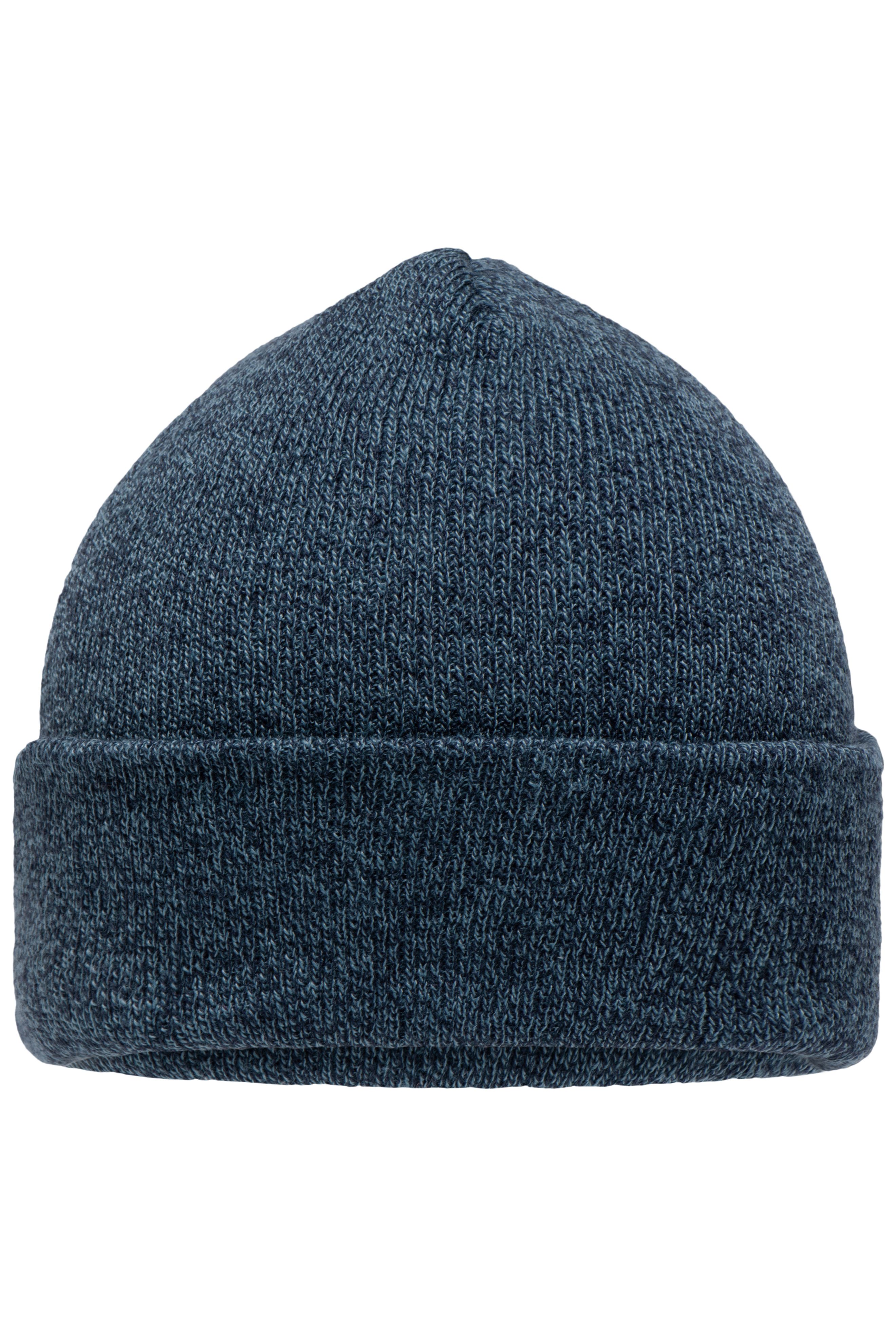 Melange Beanie MB7122 Melierte Strickmütze mit Umschlag