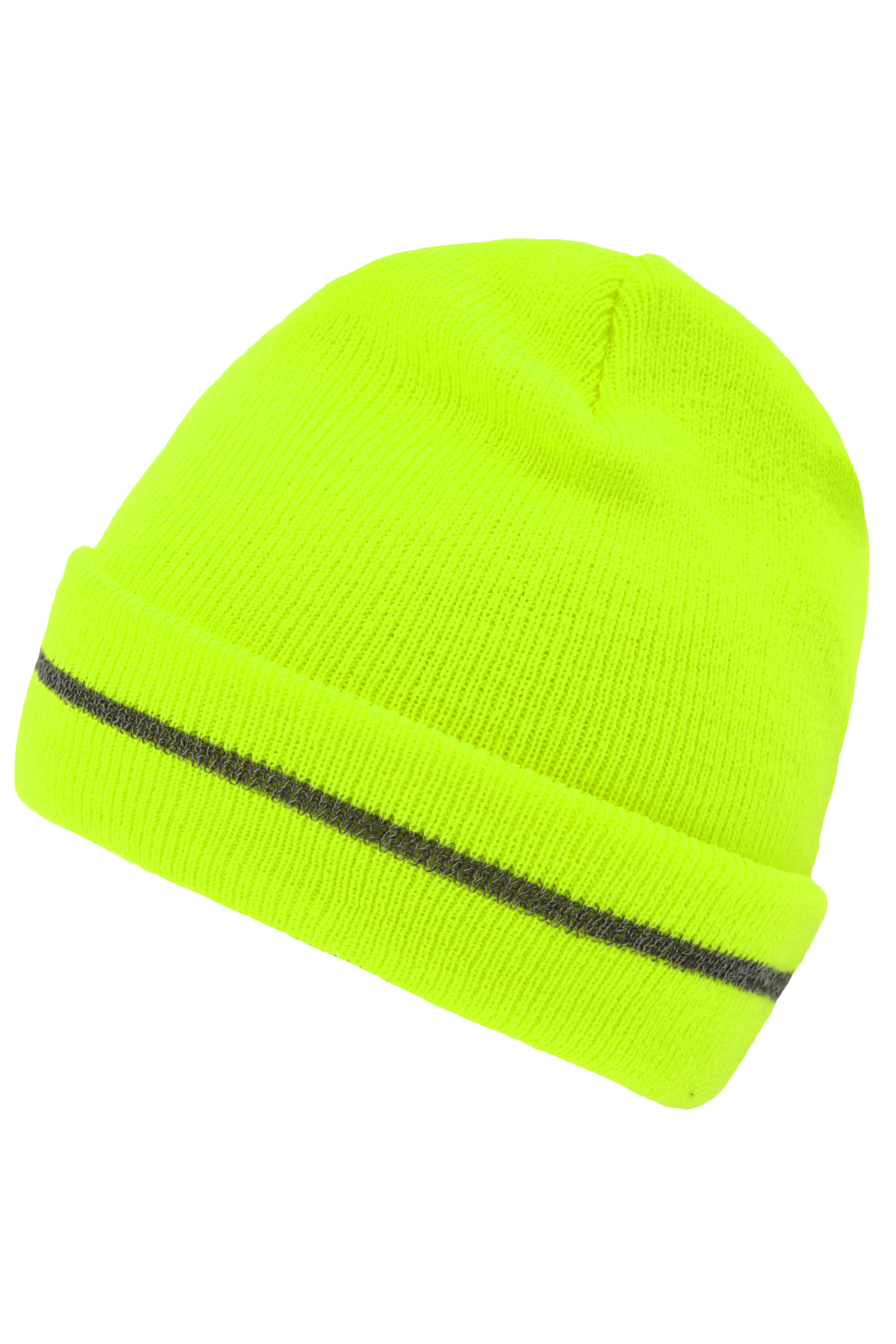 Reflective Beanie MB7141 Klassische Strickmütze mit einem reflektierenden Streifen im Umschlag ( ohne Schutzfunktion/ keine PSA )