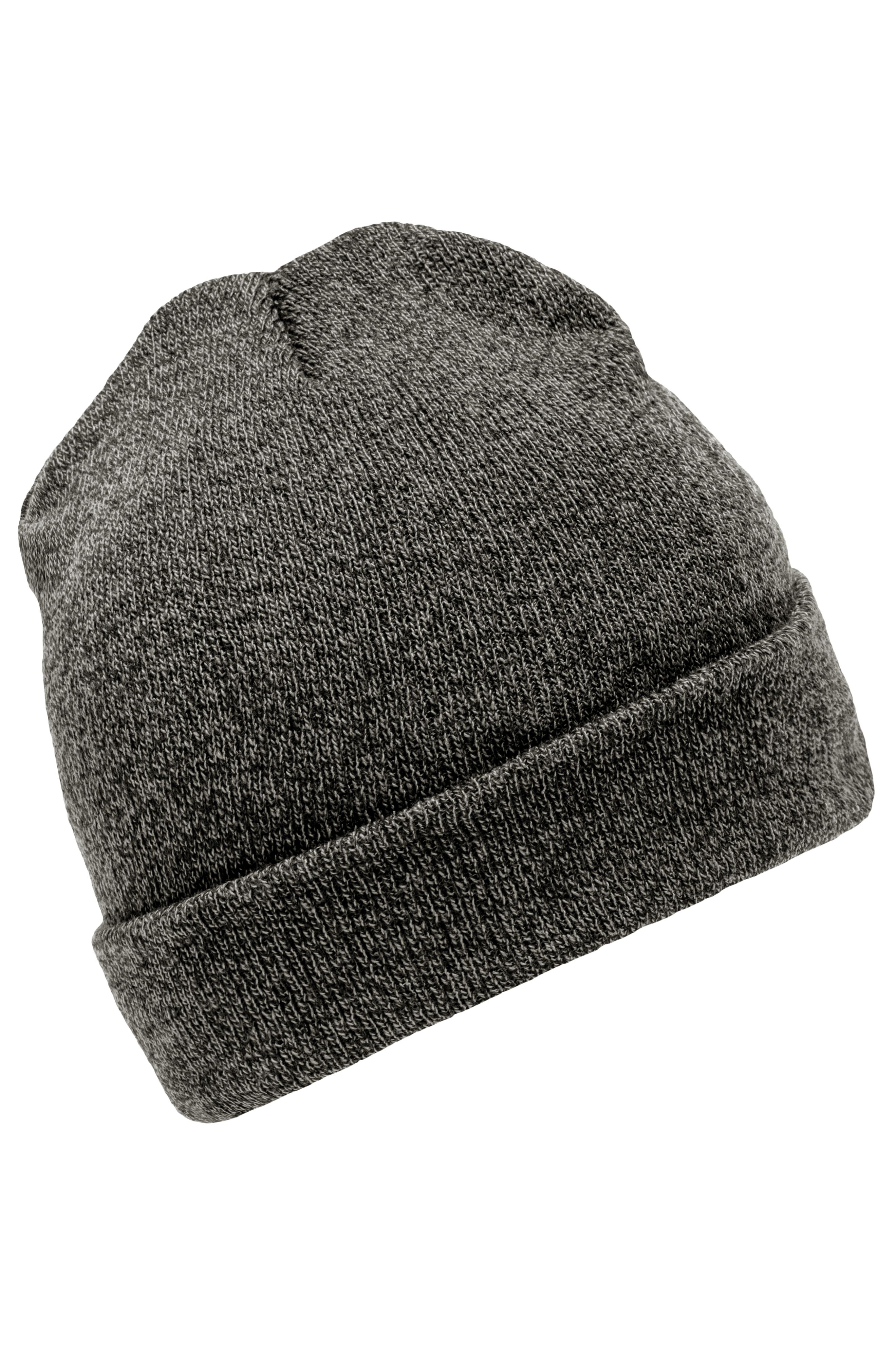 Melange Beanie MB7122 Melierte Strickmütze mit Umschlag