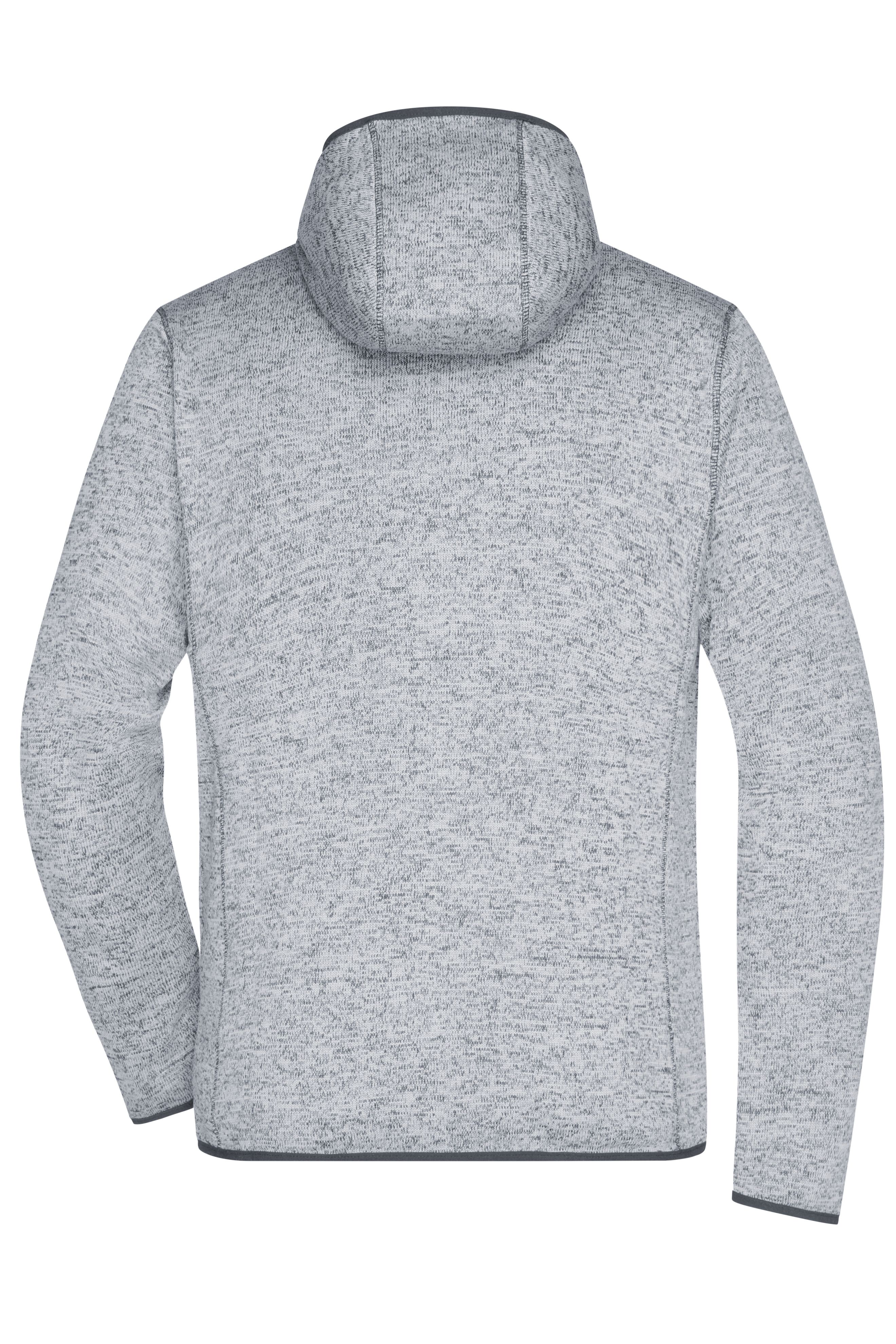 Men's Knitted Fleece Hoody JN589 Kapuzenjacke aus Strickfleece in Melangeoptik