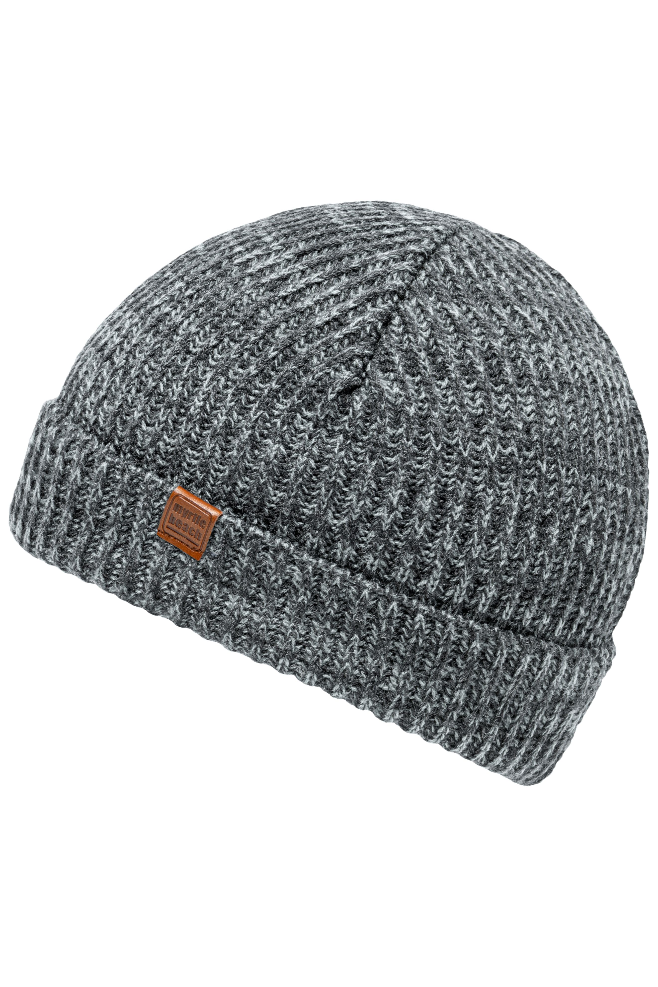 Urban Beanie MB7992 Melierte Strickmütze mit Krempe